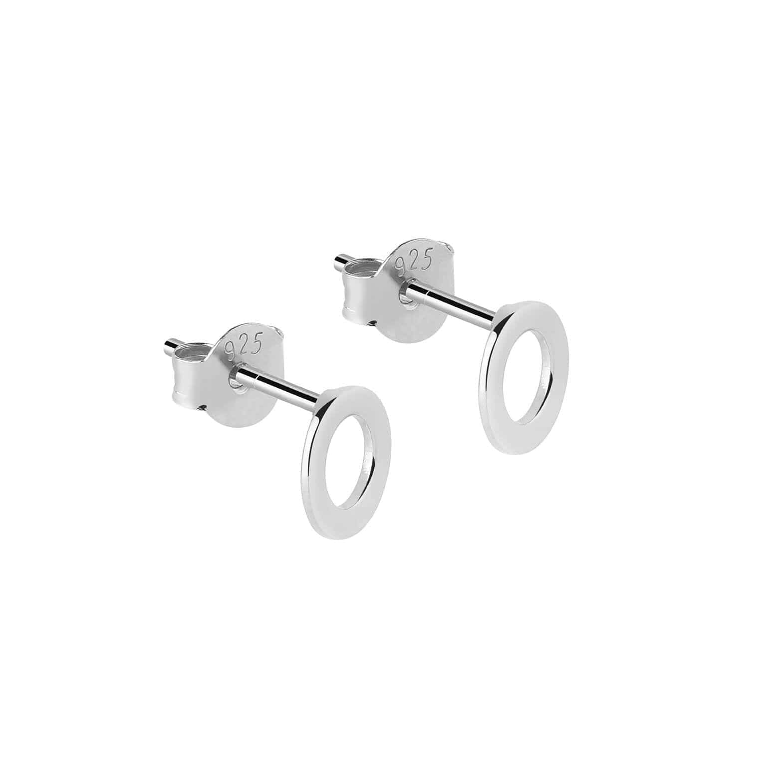 open circle stud earrings silver