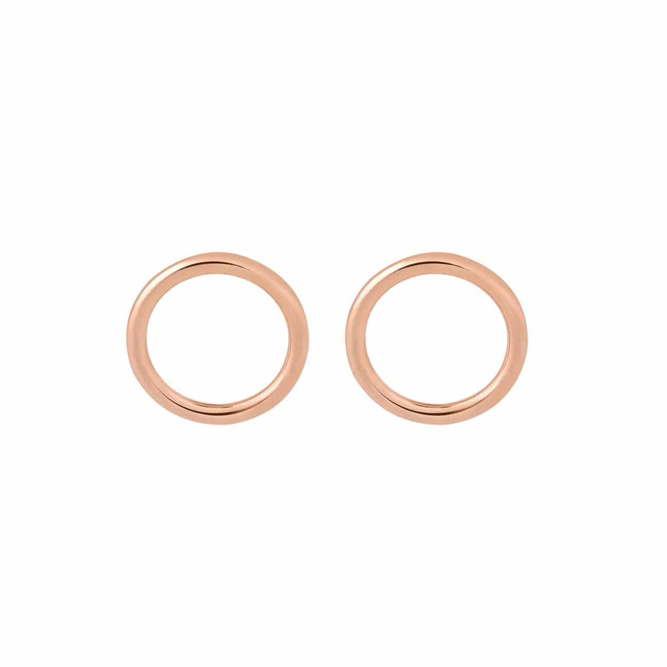 front view Rose Gold Plated Circle Stud Earrings 3mm