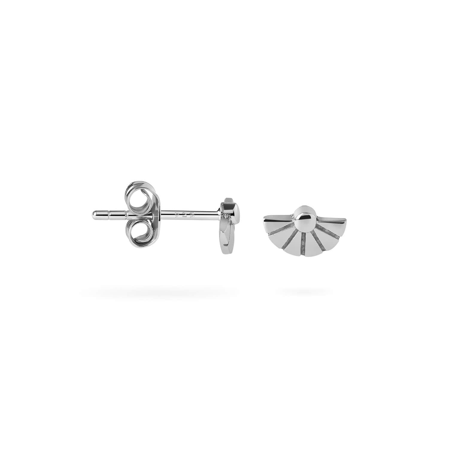 side view silver fan stud earring