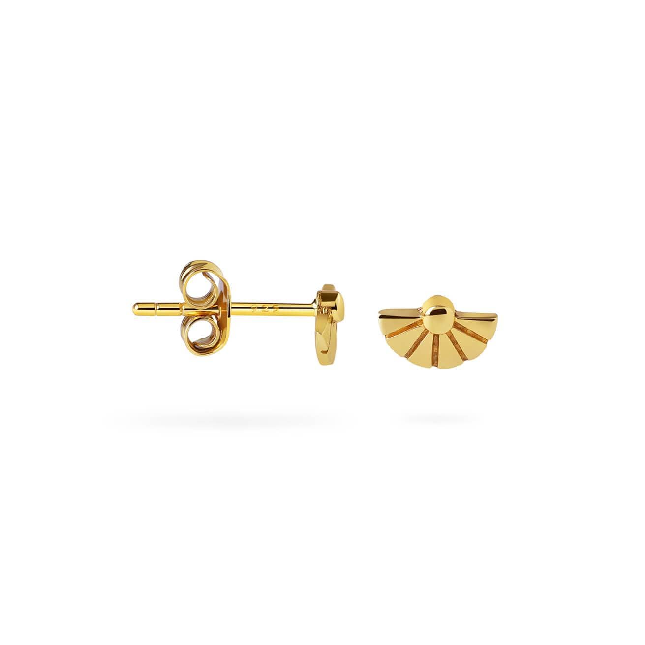 side view fan stud earring gold plated