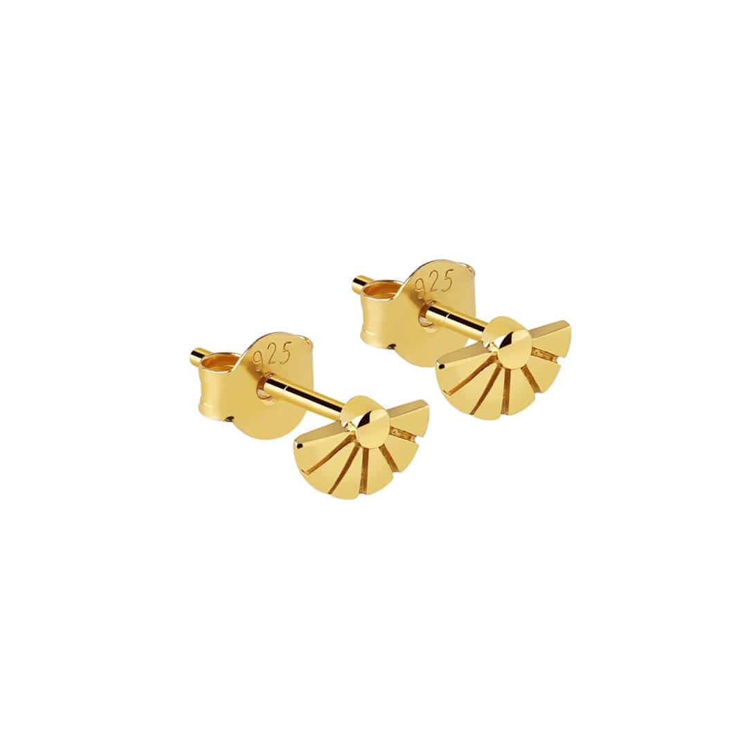 fan stud earring gold plated