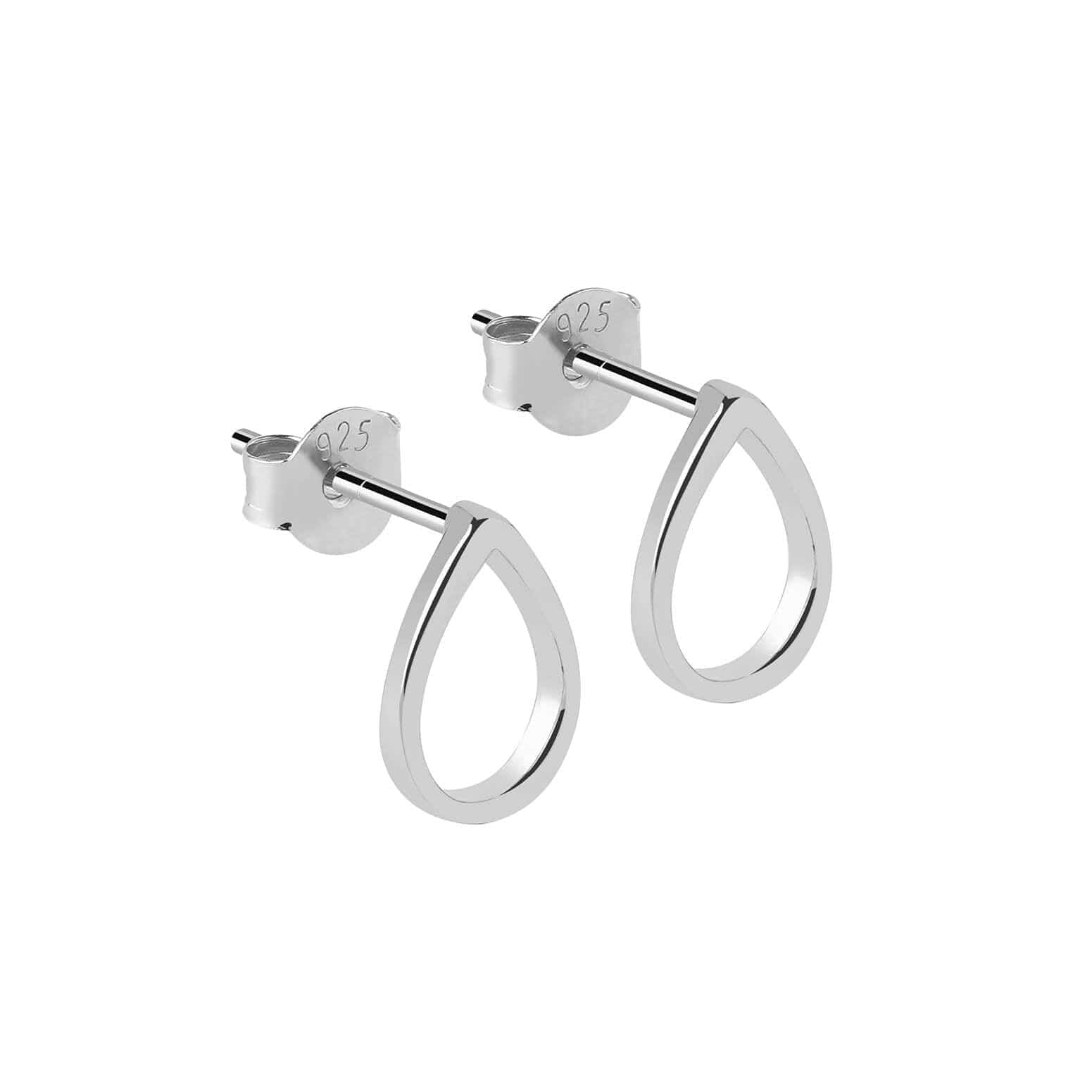silver droplet stud earring