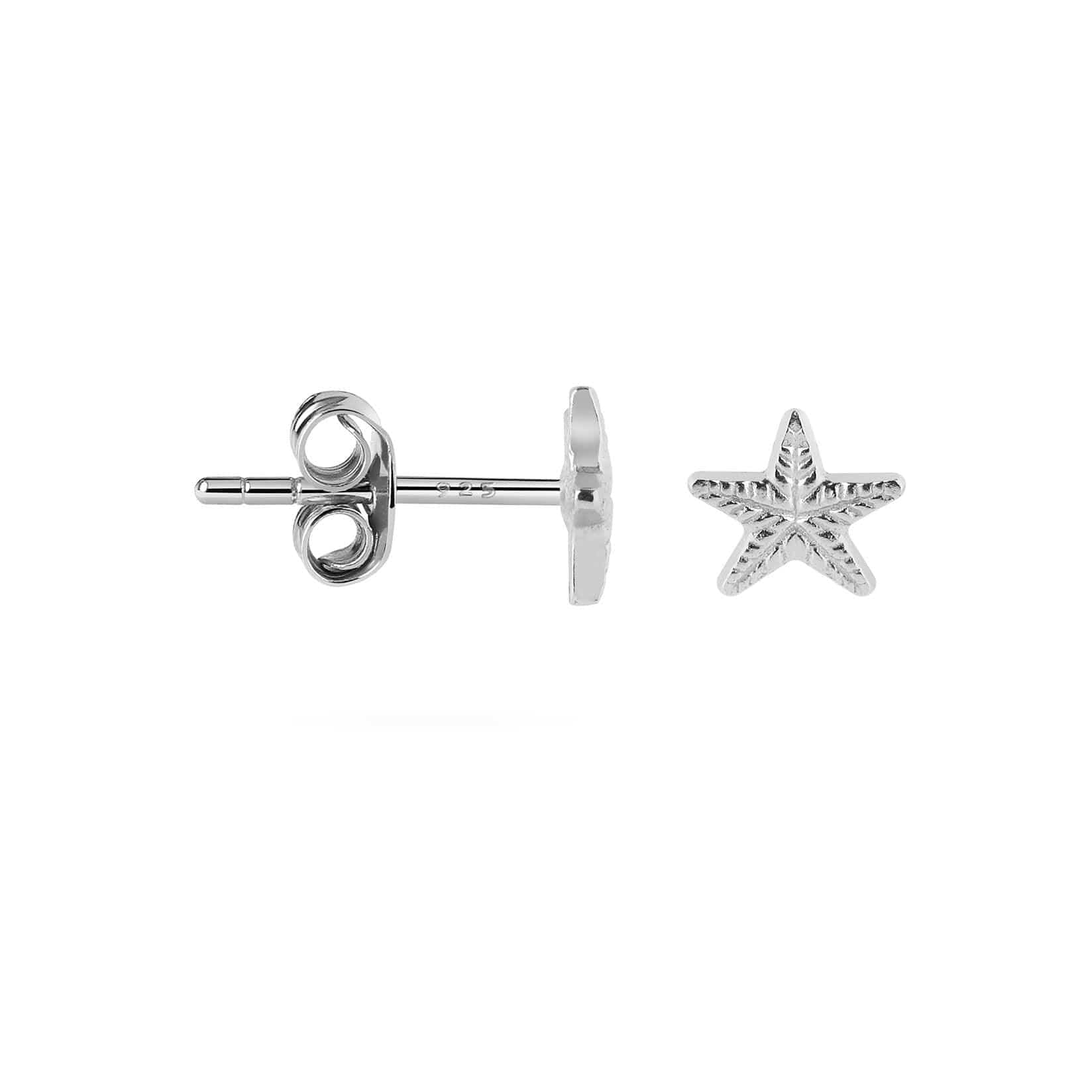 side view sea star silver ear stud