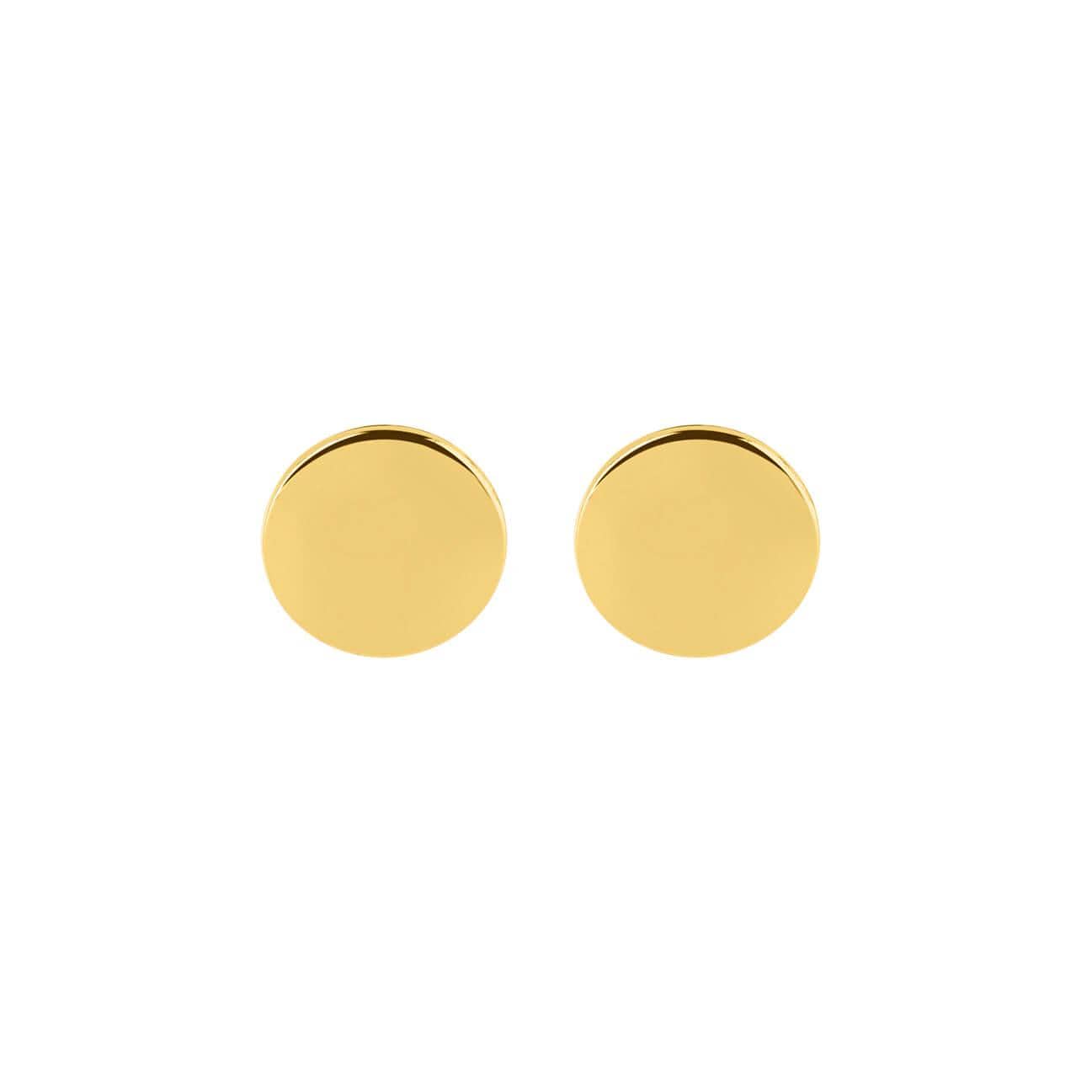 front view Gold plated Coin Stud Earring