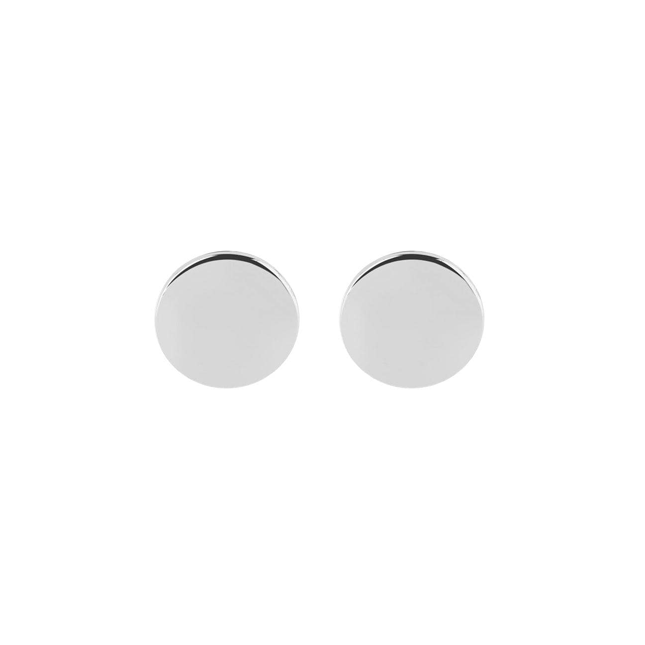 front view Silver Coin Stud Earring