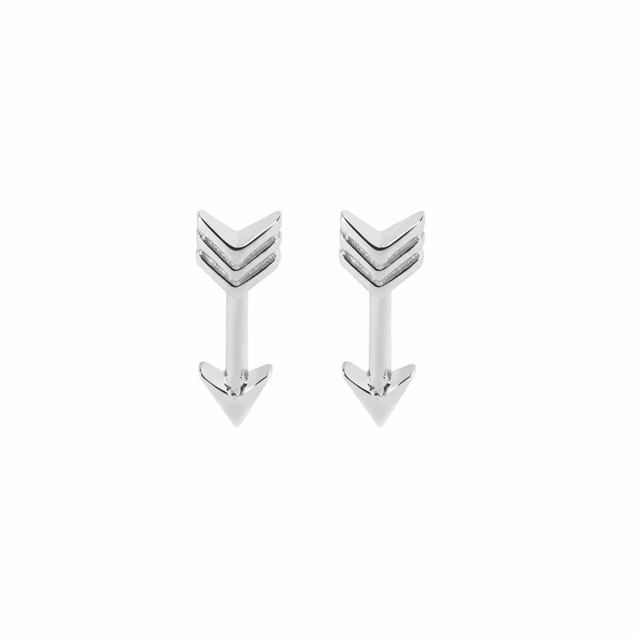 front view Silver Arrow Stud Earrings