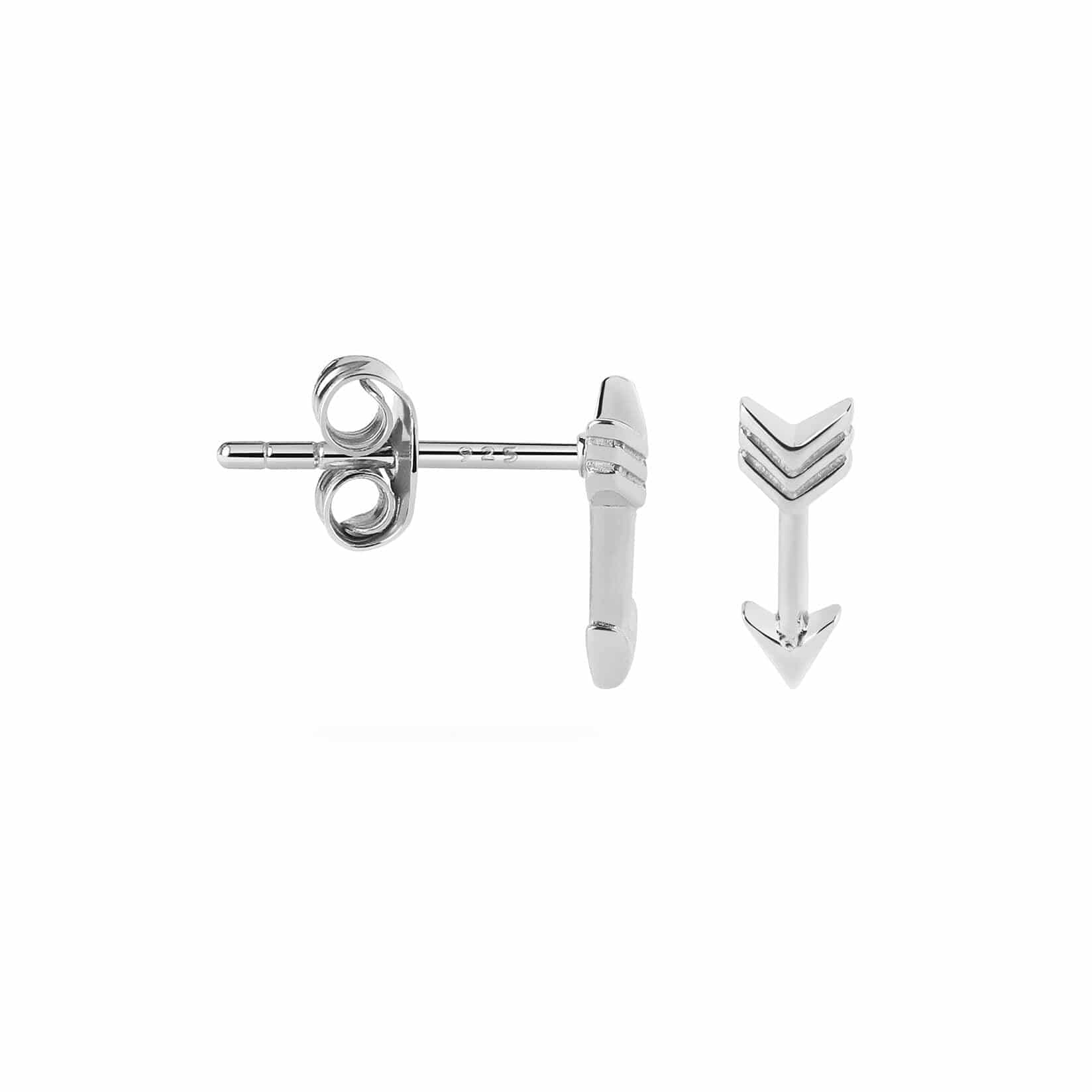 side view Silver Arrow Stud Earrings
