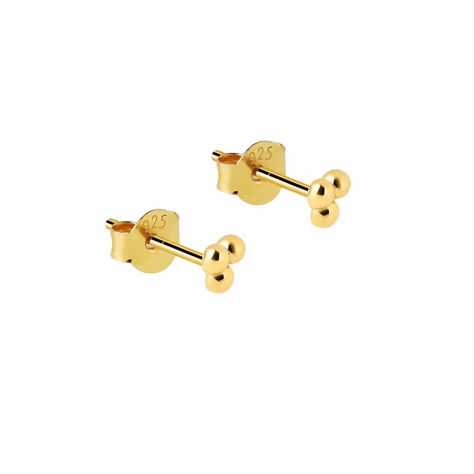 gold plated Triple Stud Earrings