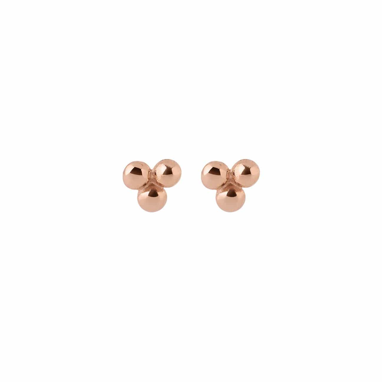 front view rose gold plated Triple Stud Earrings