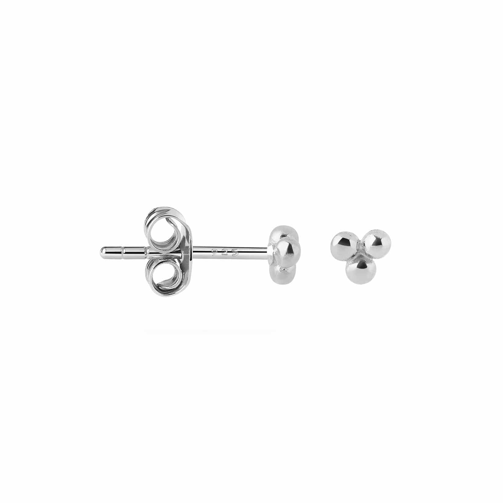 side view Silver Triple Stud Earrings