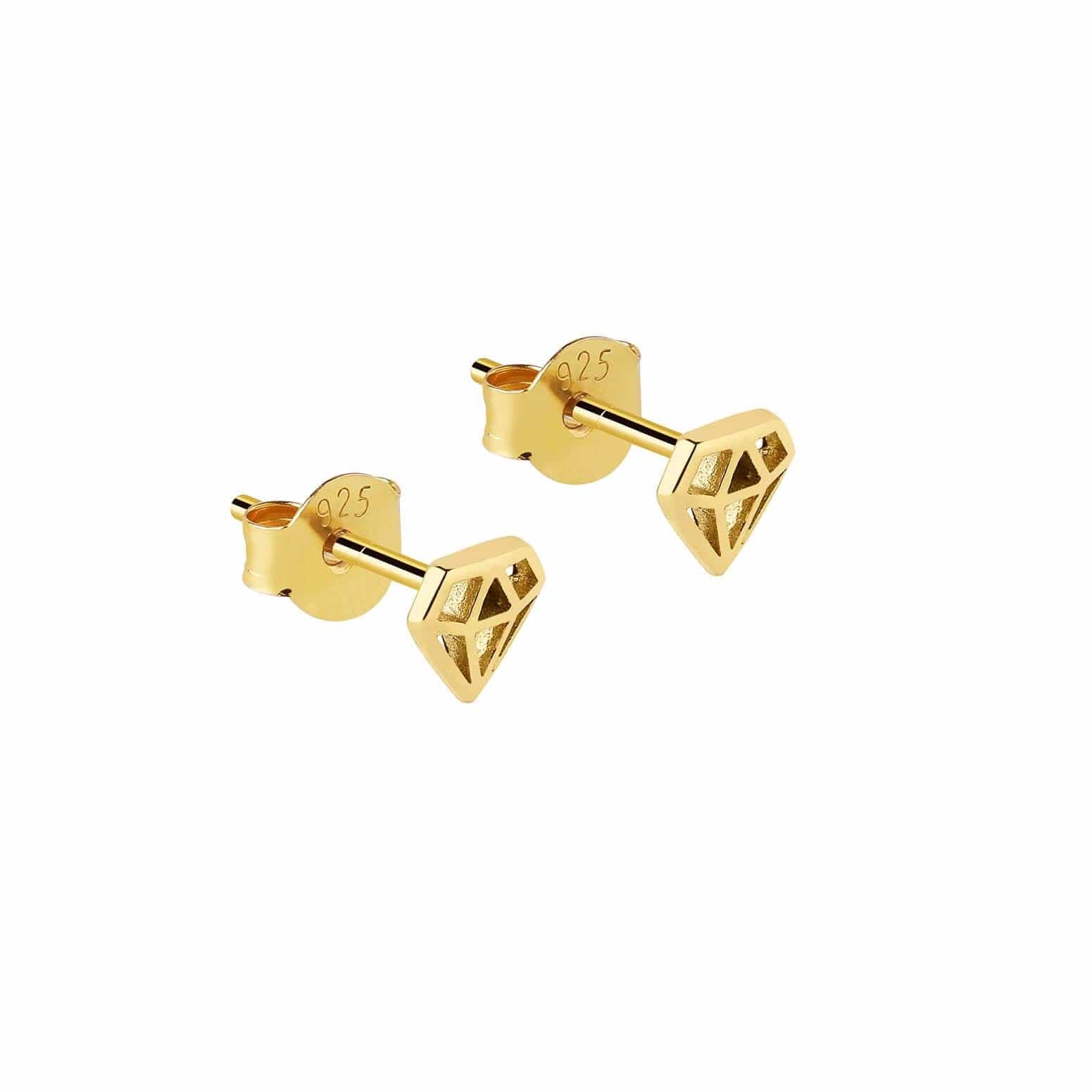 SMALL gold plated DIAMOND STUD EARRINGS