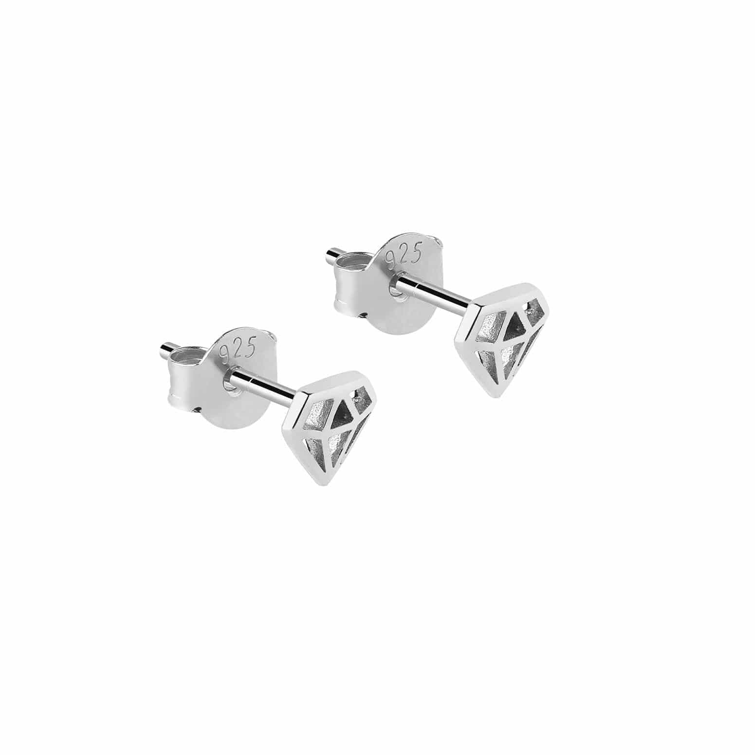 SMALL SILVER DIAMOND STUD EARRINGS
