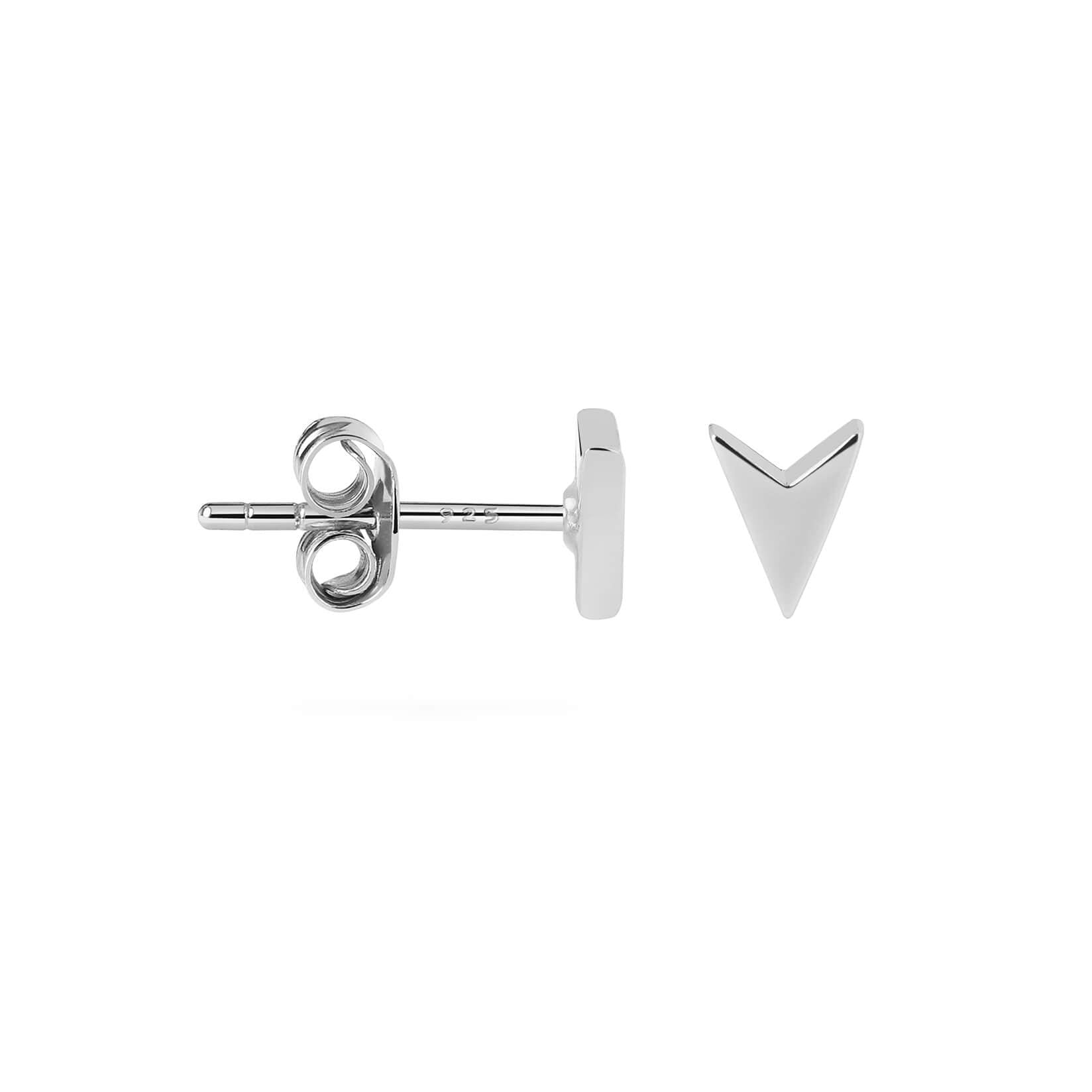 side view Silver Arrow-head Stud Earrings