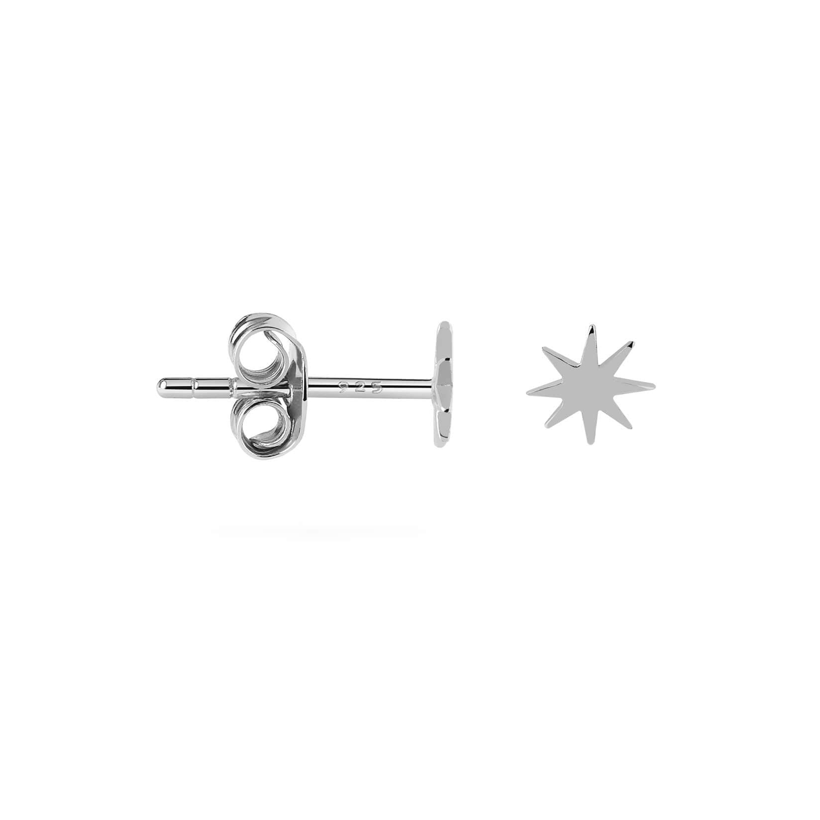 side view sun stud earring silver