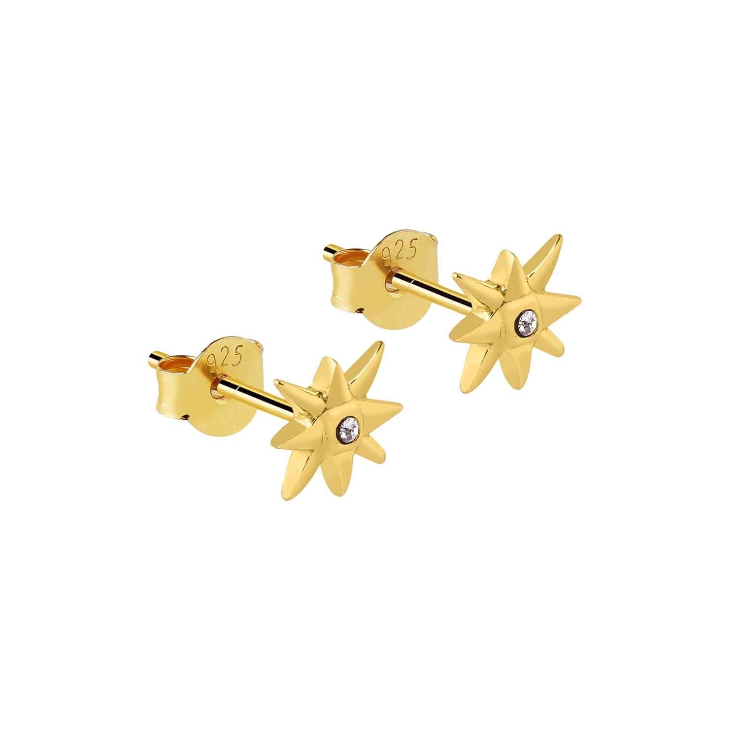 zirkonia star ear stud gold plated