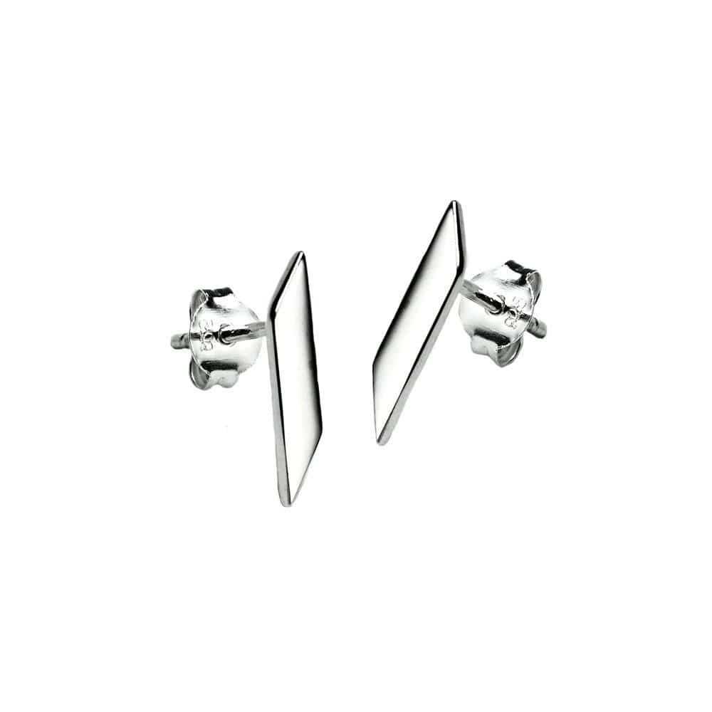Silver Plated Flat Bar Stud Earrings