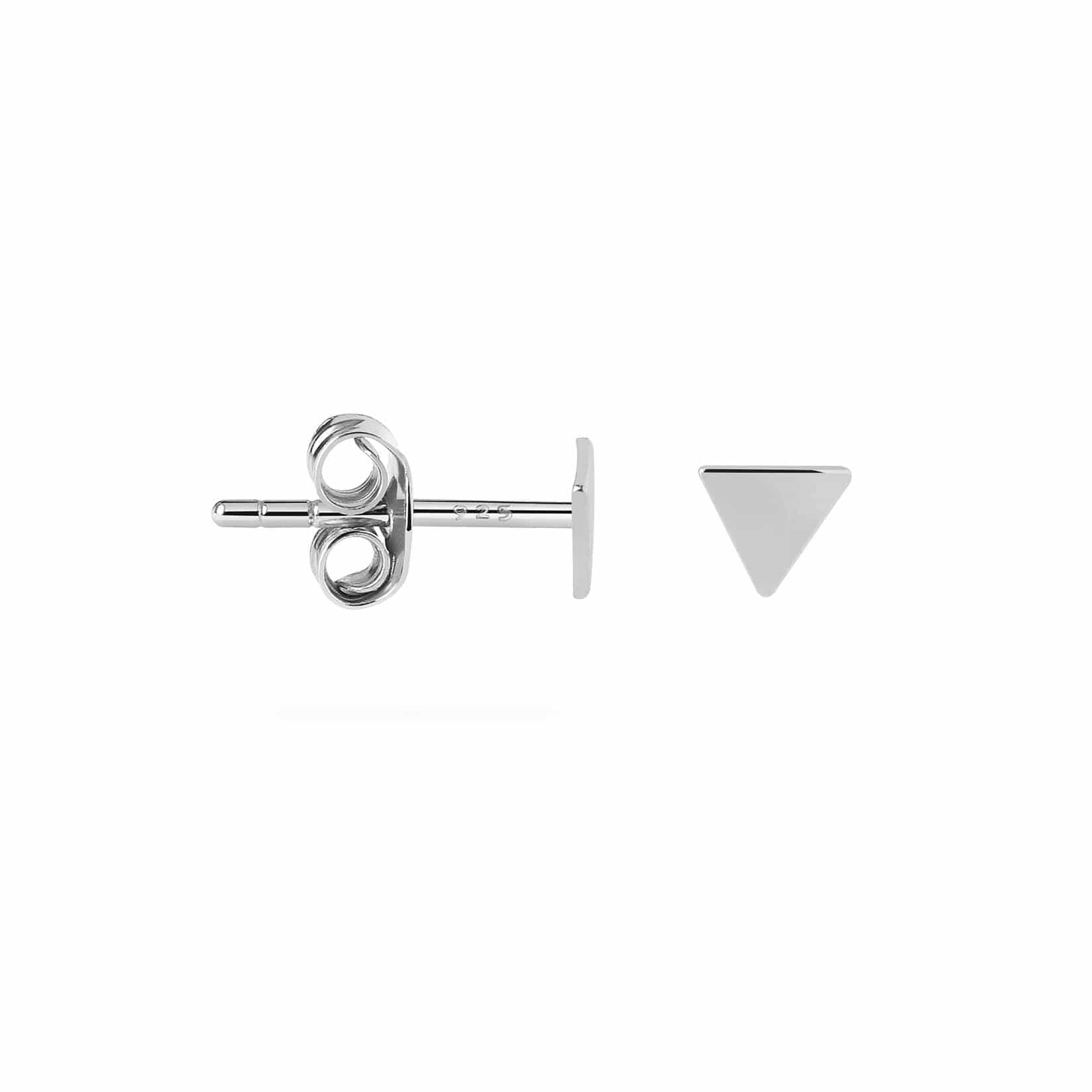 side view triangle silver ear stud