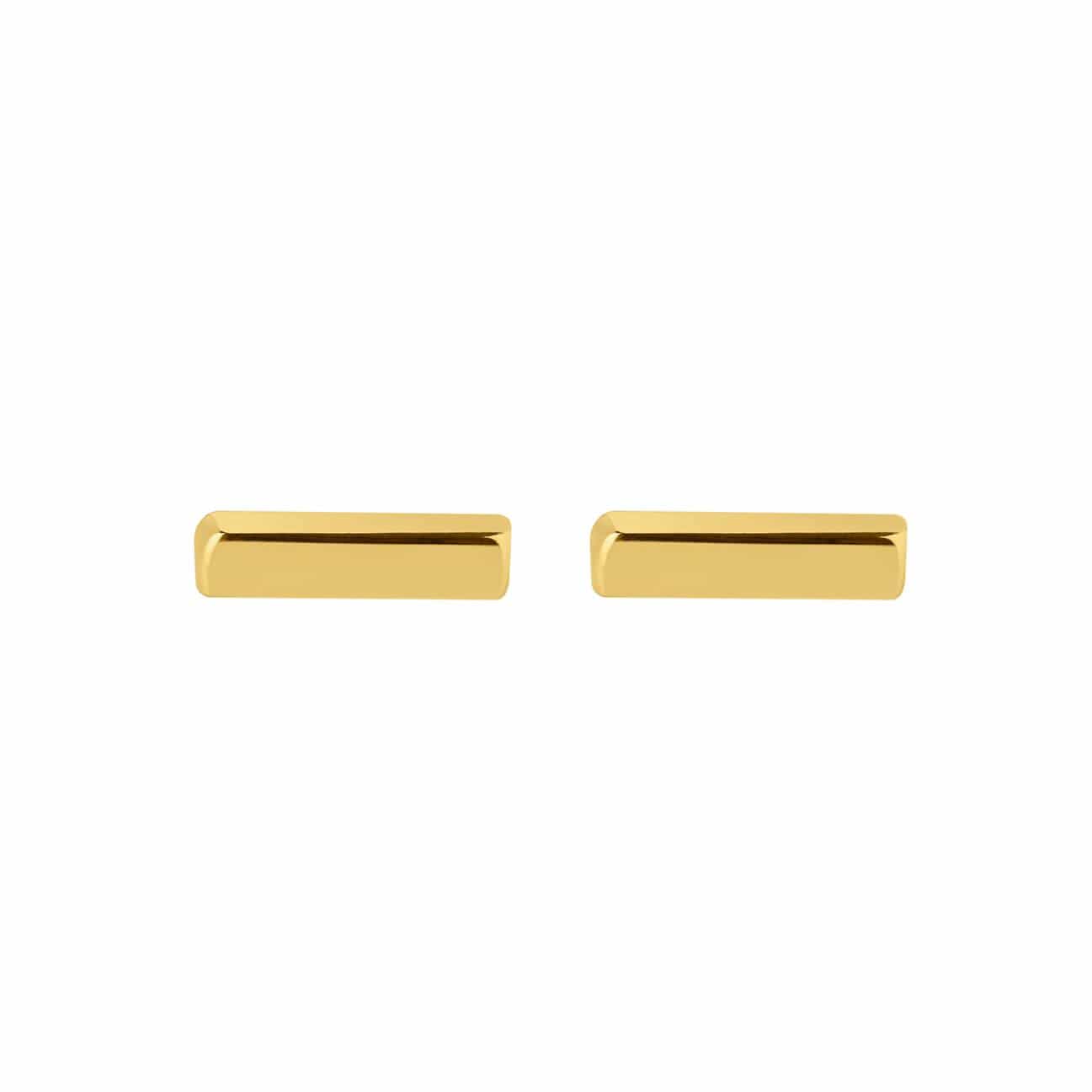 front view gold plated bar stud earring