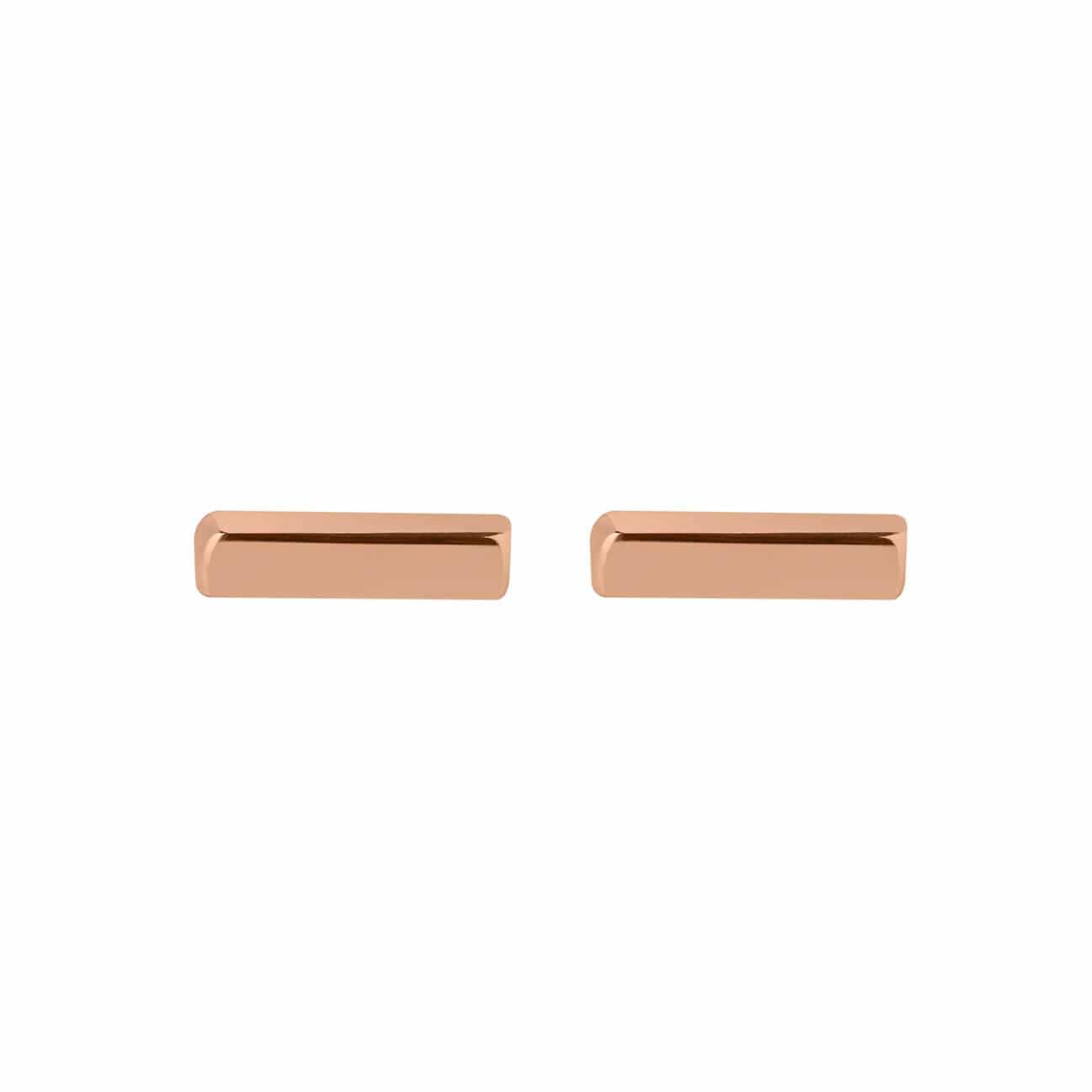 front view rose gold plated bar stud earring