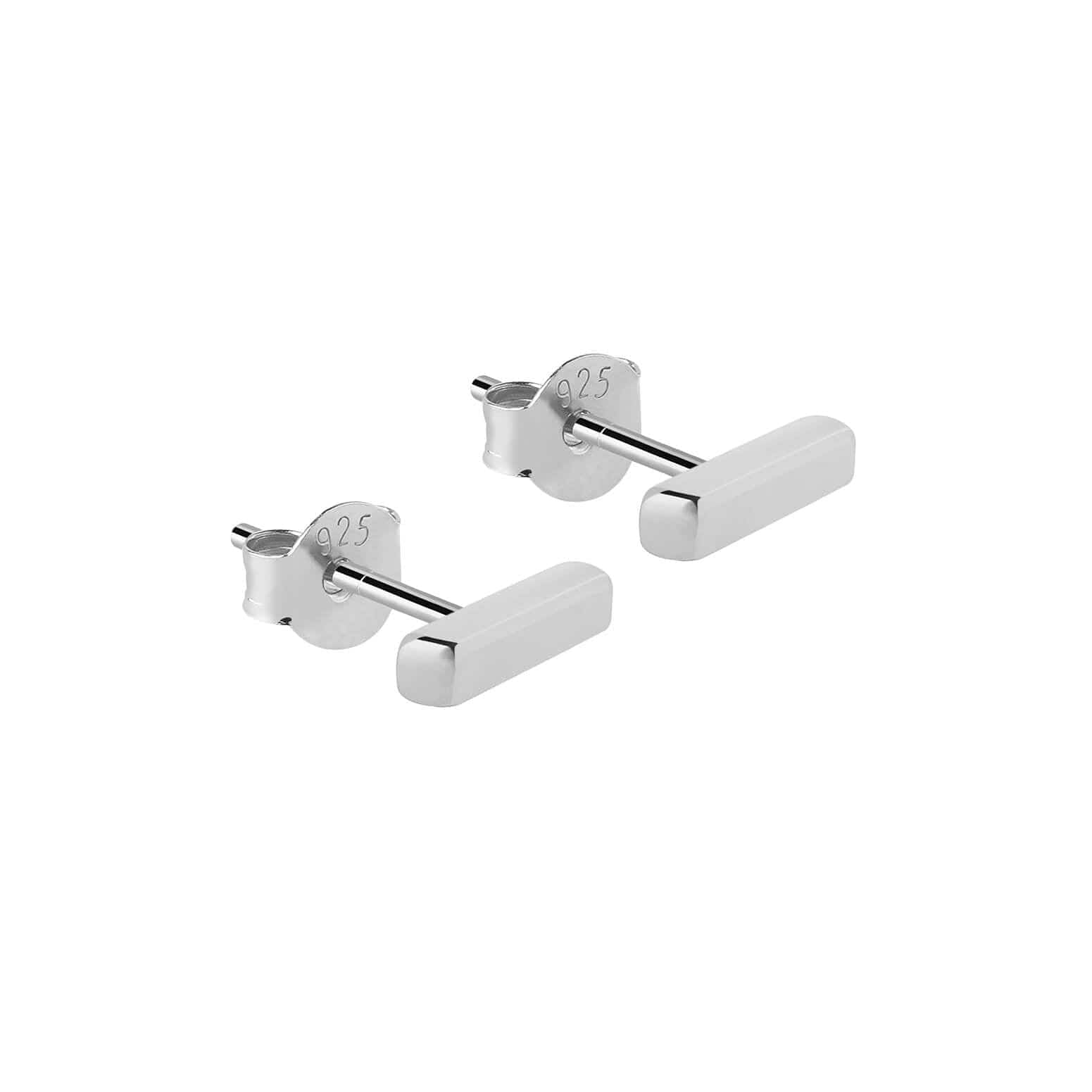 silver bar stud earring