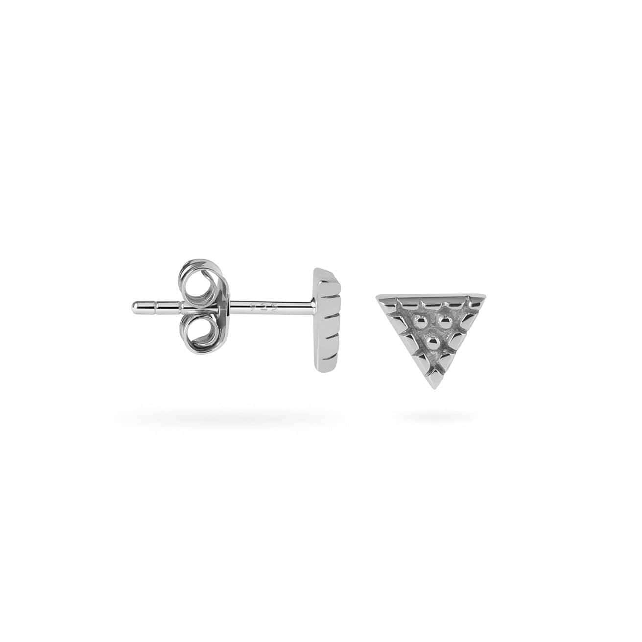 Silver Triangle with Balls Pattern Stud Earrings - Juulry.com