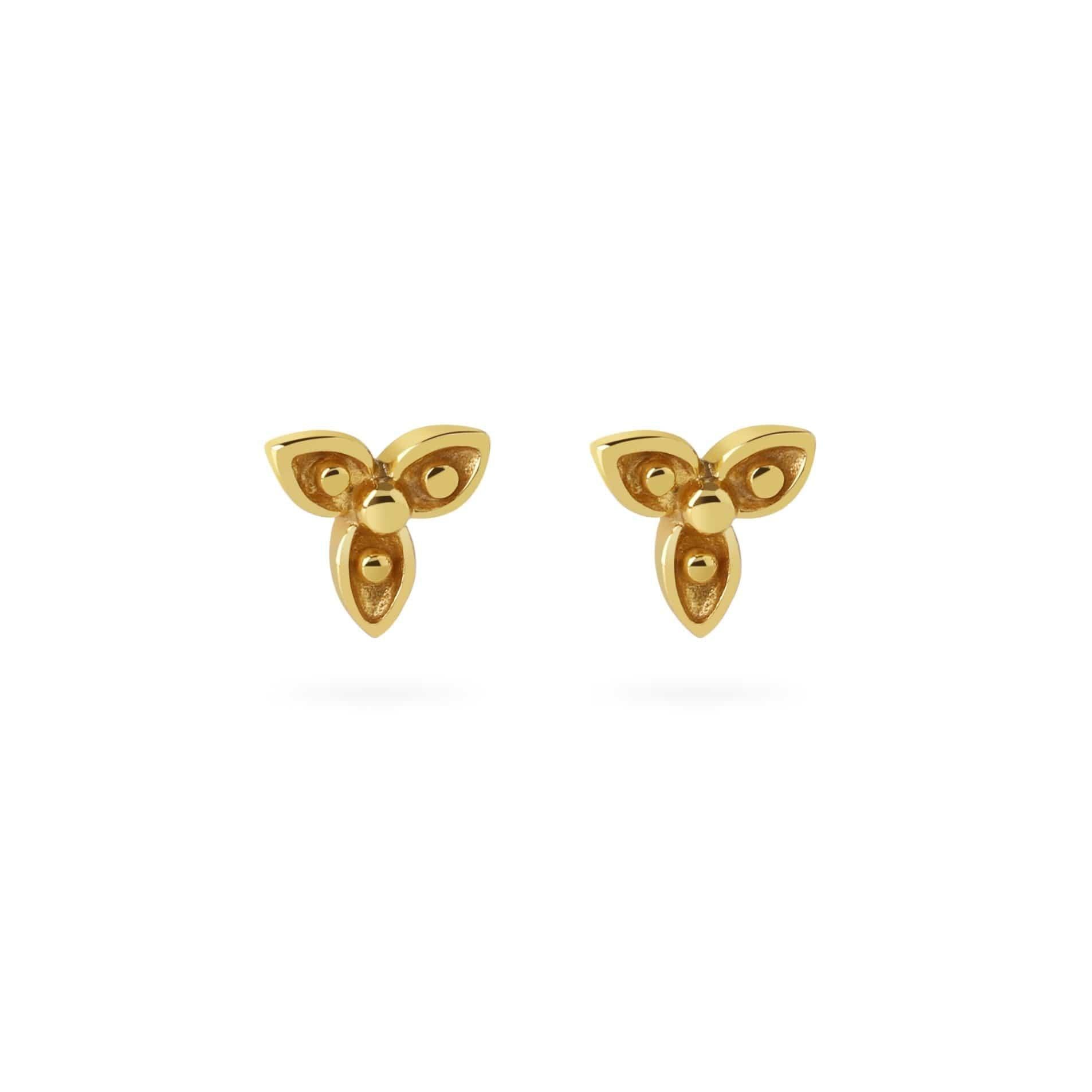 Gold Plated Clover Stud Earrings - Juulry.com