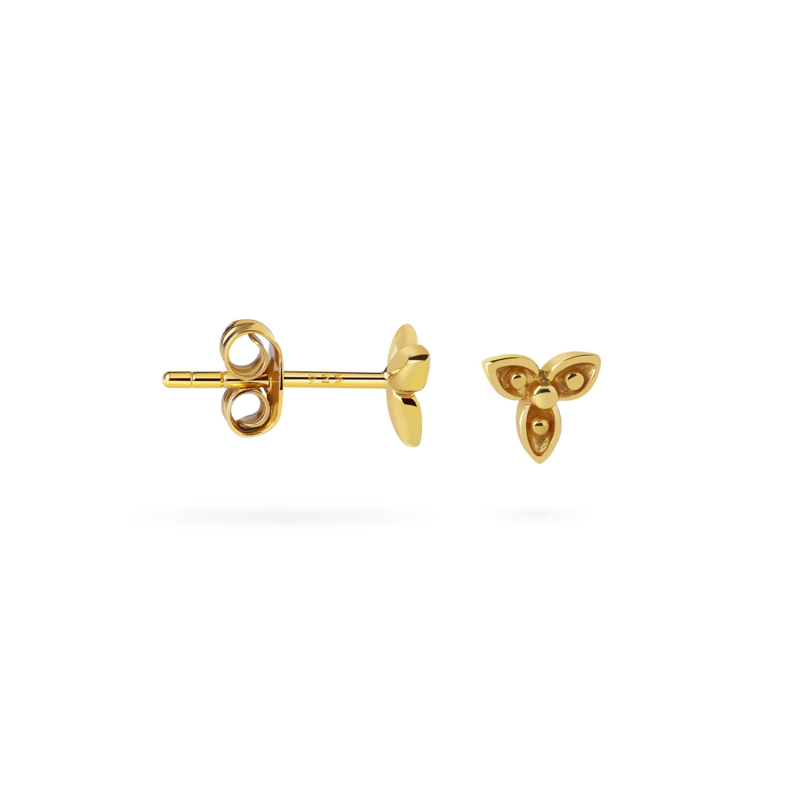 Gold Plated Clover Stud Earrings - Juulry.com