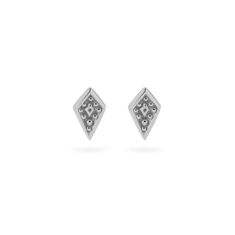 front view Silver Shield Stud Earrings