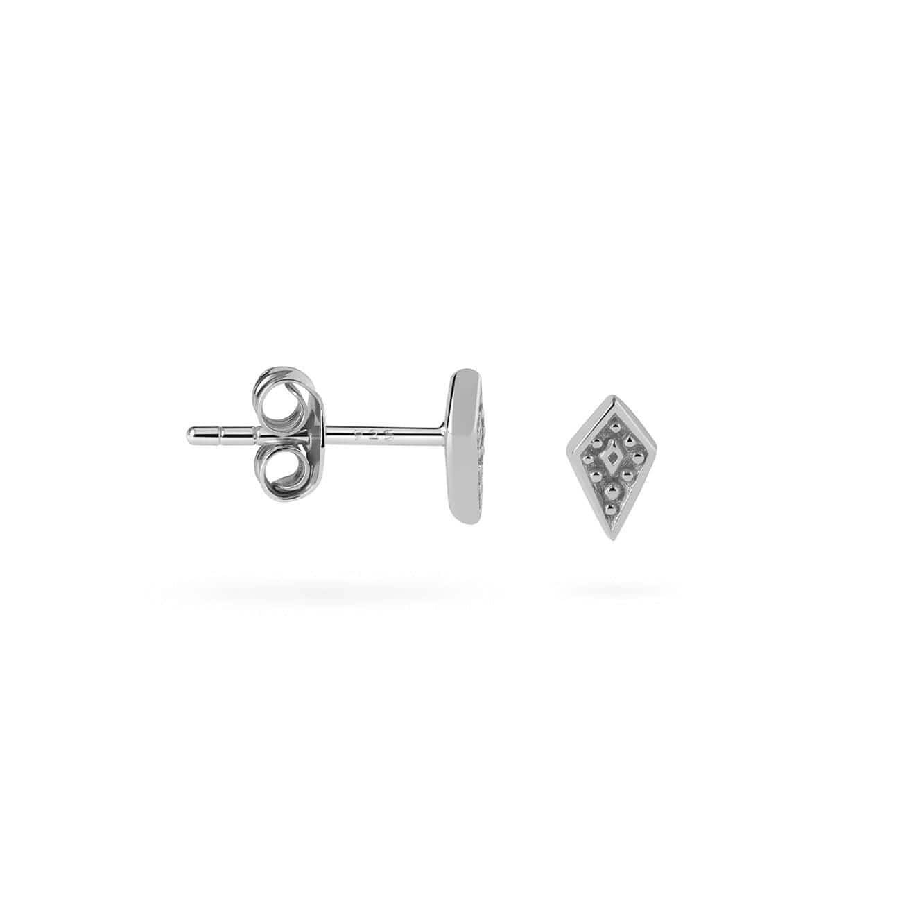 side view Silver Shield Stud Earrings