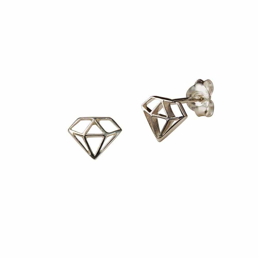 Silver Plated Big Diamond Stud Earrings