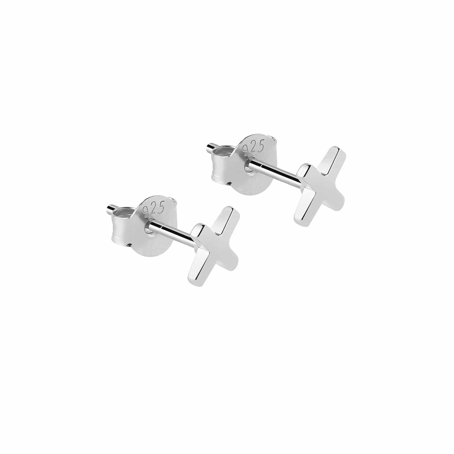 Silver Cross Stud Earrings