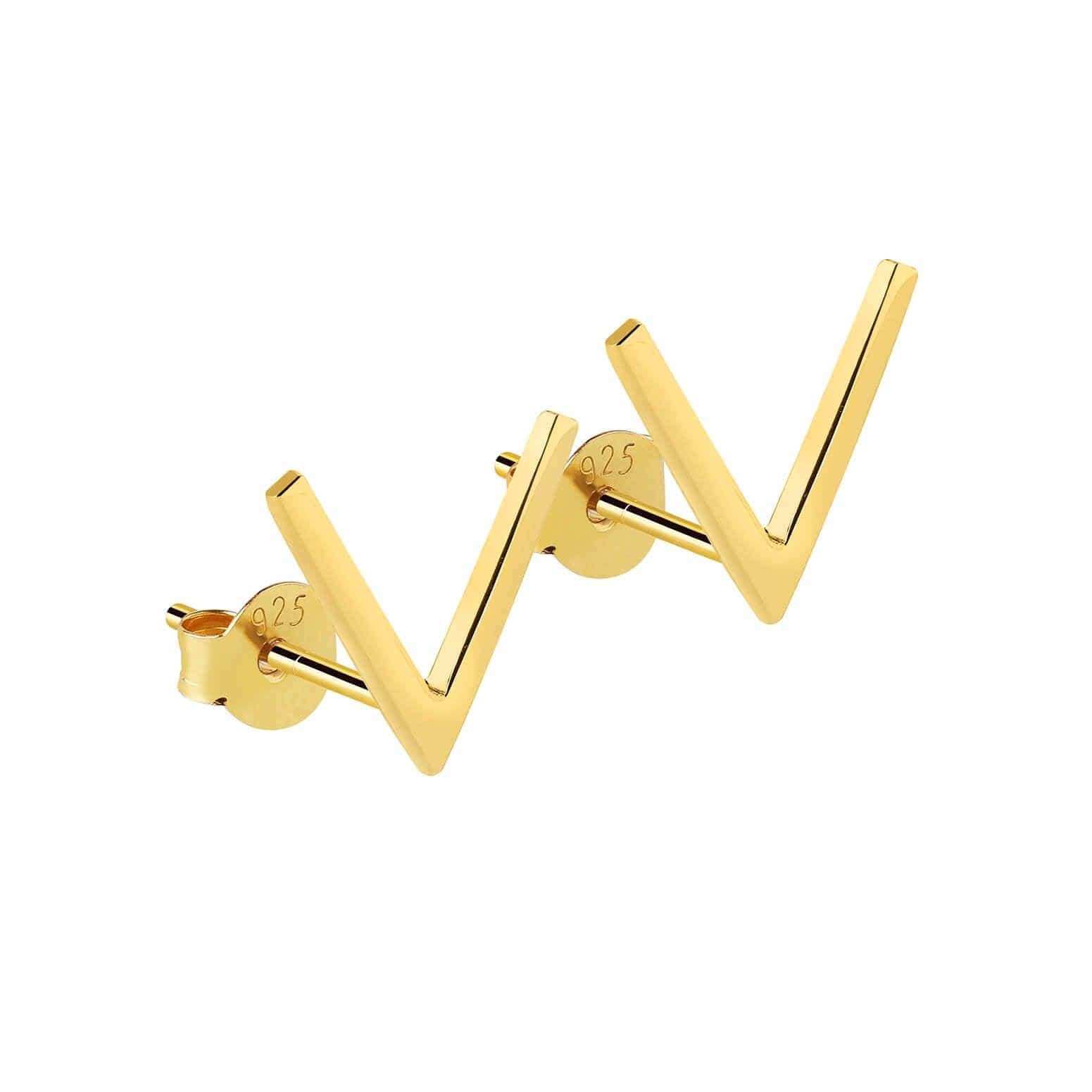 v-sign ear stud gold plated