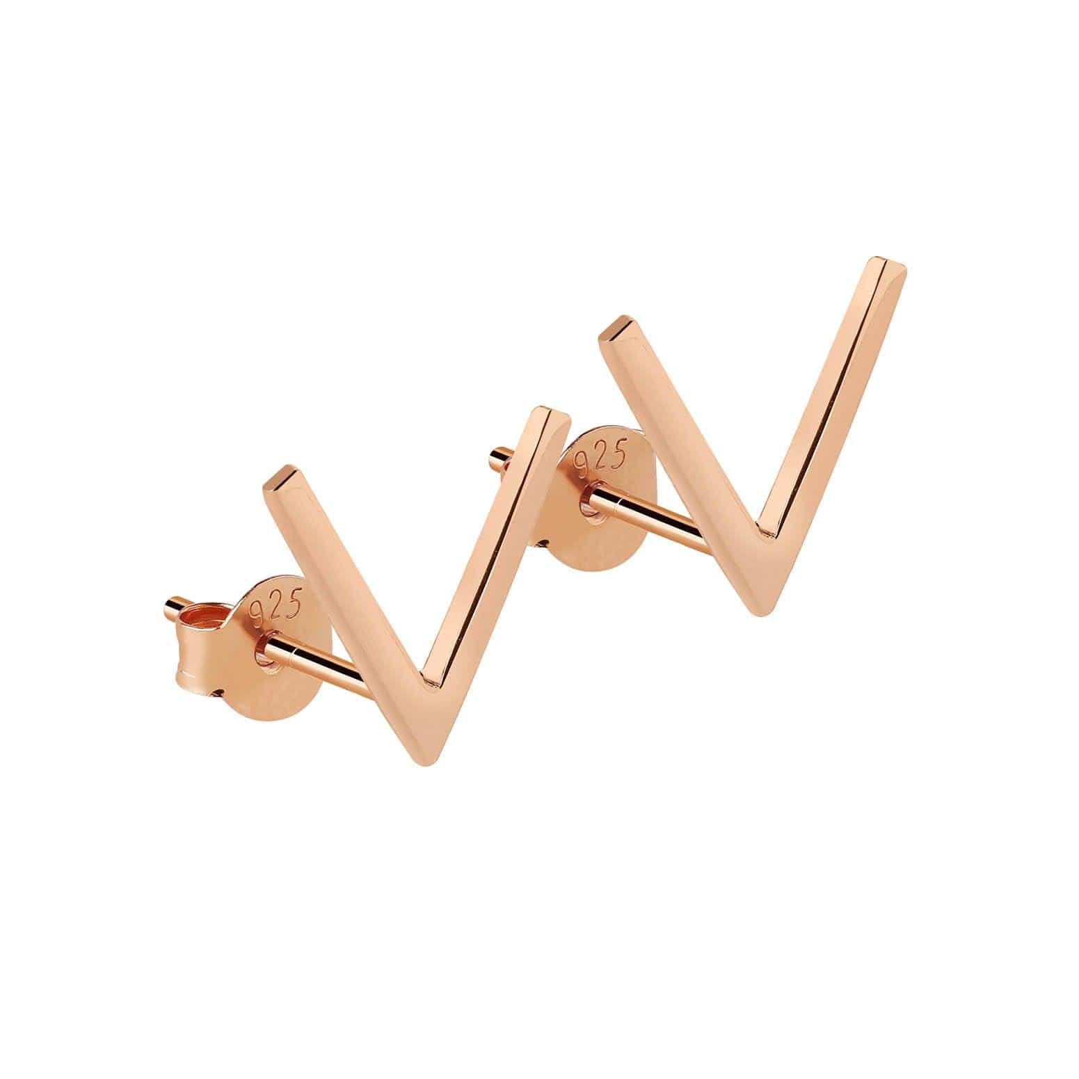 v-sign ear stud rose gold plated