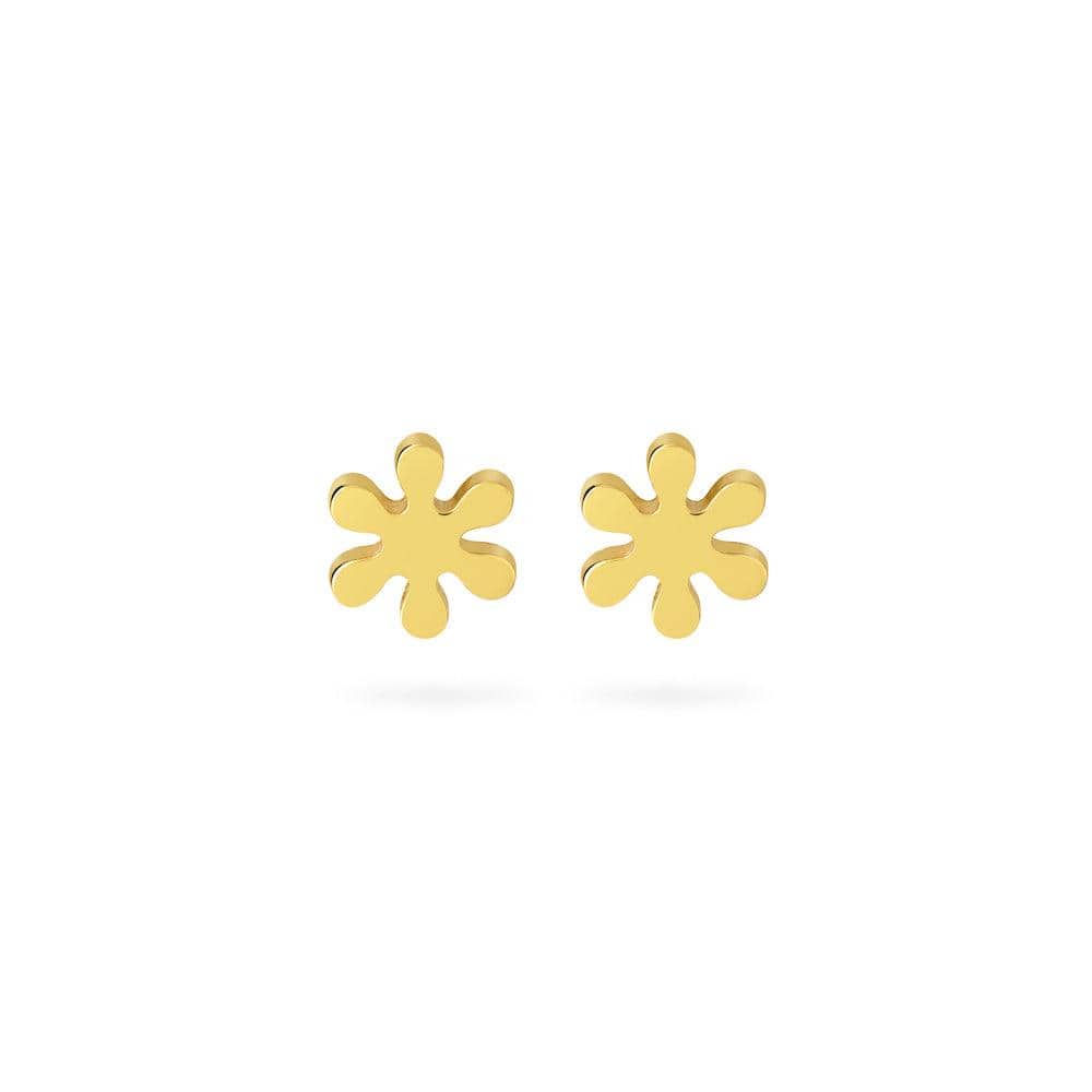 front view flower ear stud gold plated