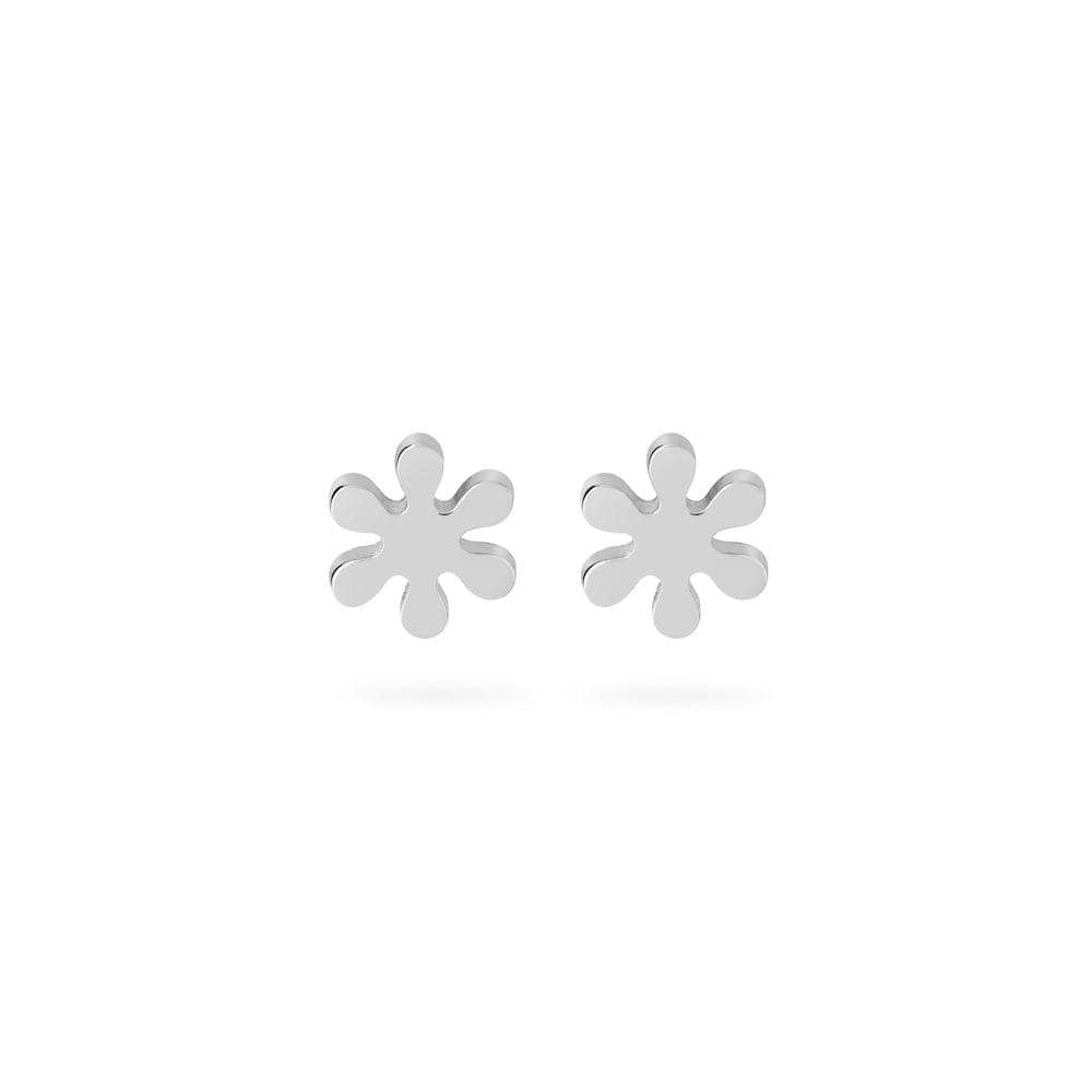 front view Flower Stud Earrings 925 Sterling Silver