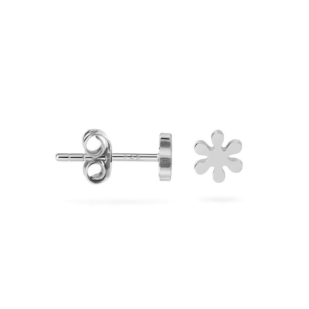 side view Flower Stud Earrings 925 Sterling Silver