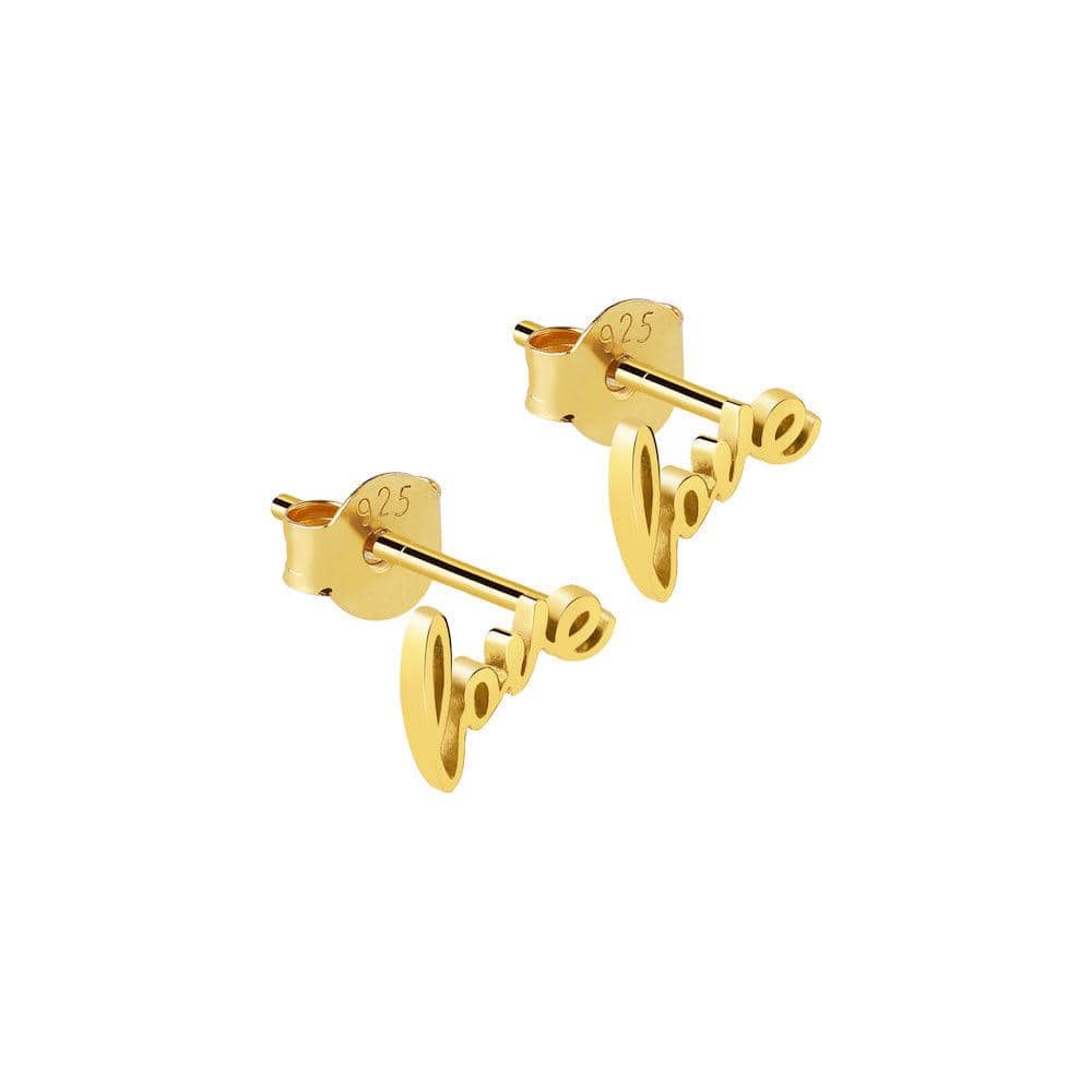 love stud earrings, 18k gold plated 925 silver