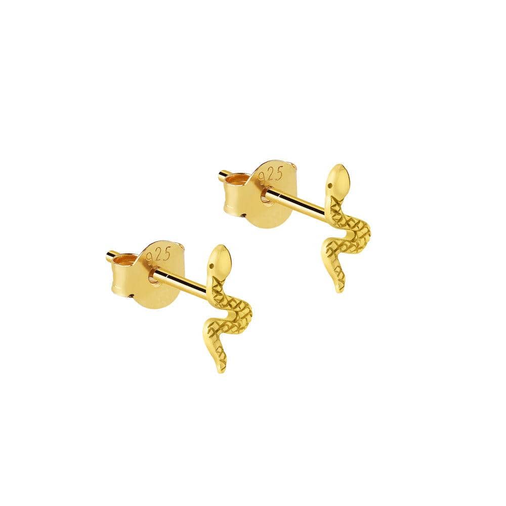 Snake Stud Earrings Gold Plated, slang oorbel verguld