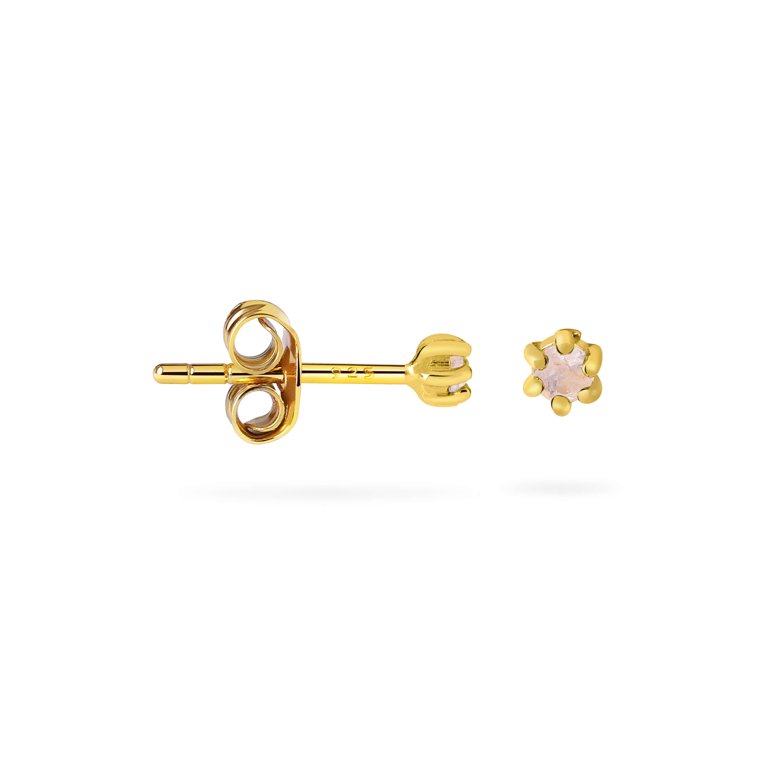 White Opal Stud Earrings Gold PLated