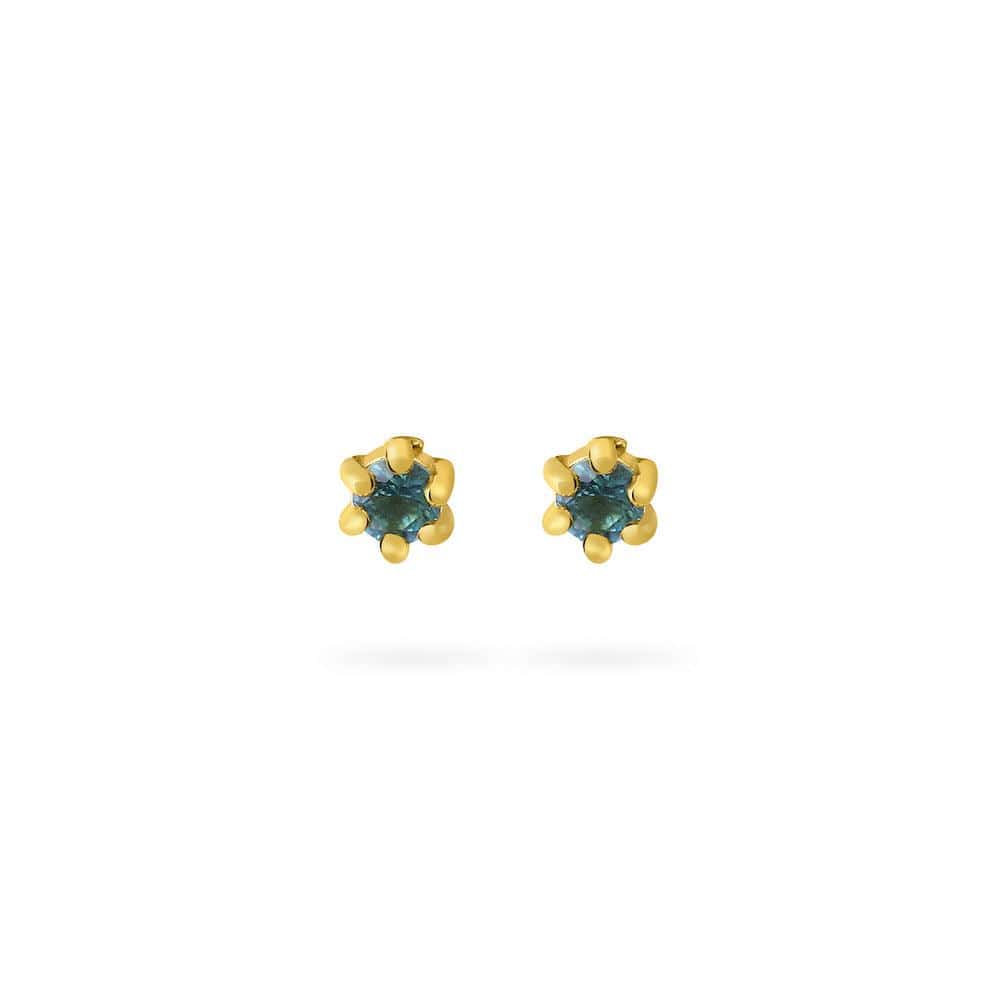 front view Blue Topaz Stud Earrings Gold PLated