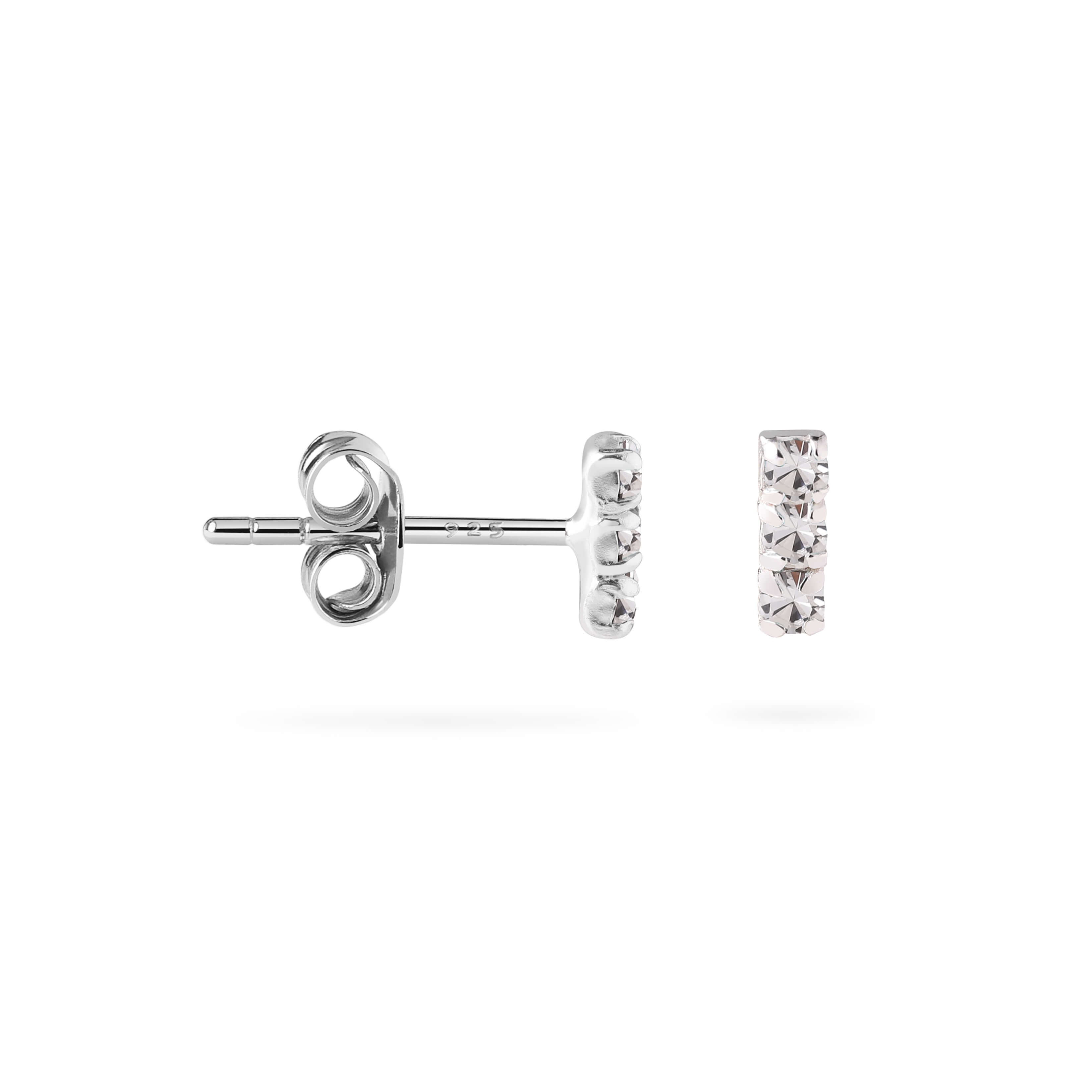Triple Crystal Stud Earrings 925 Silver