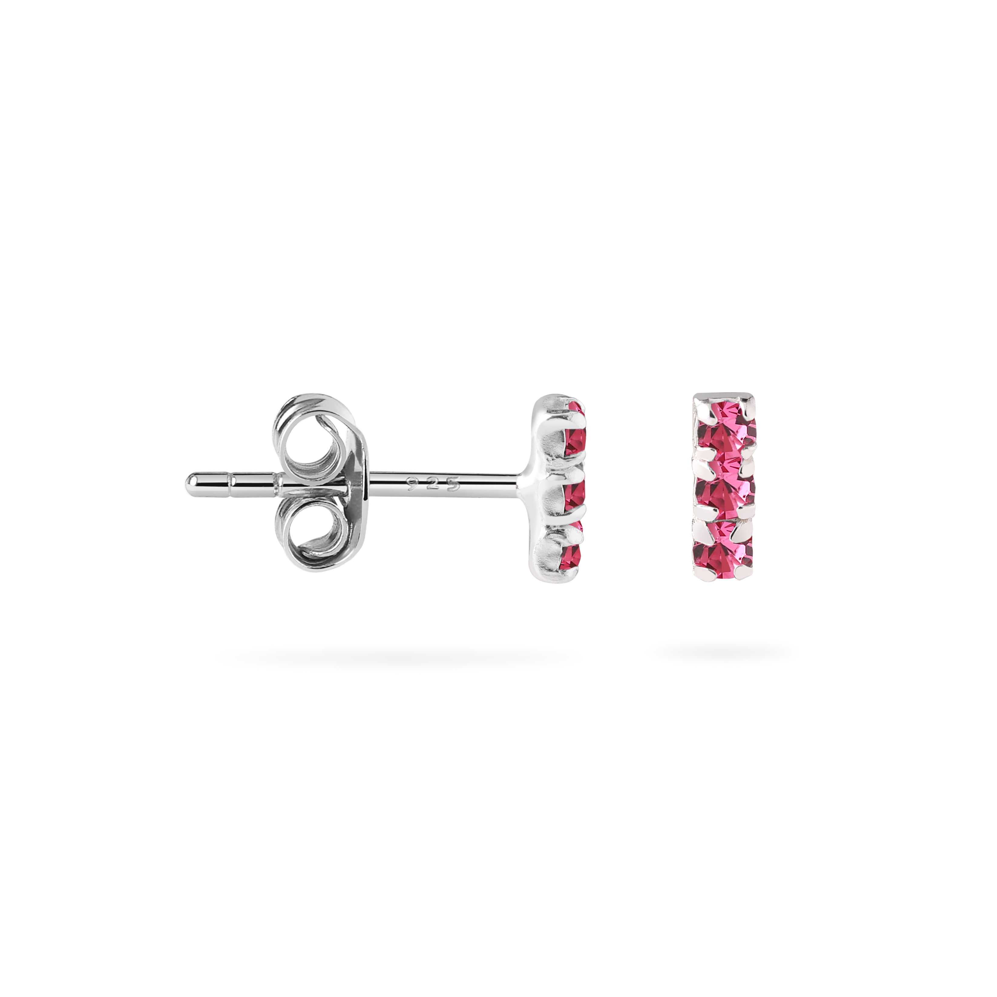 Triple Rose Quartz Stud Earrings 925 Silver
