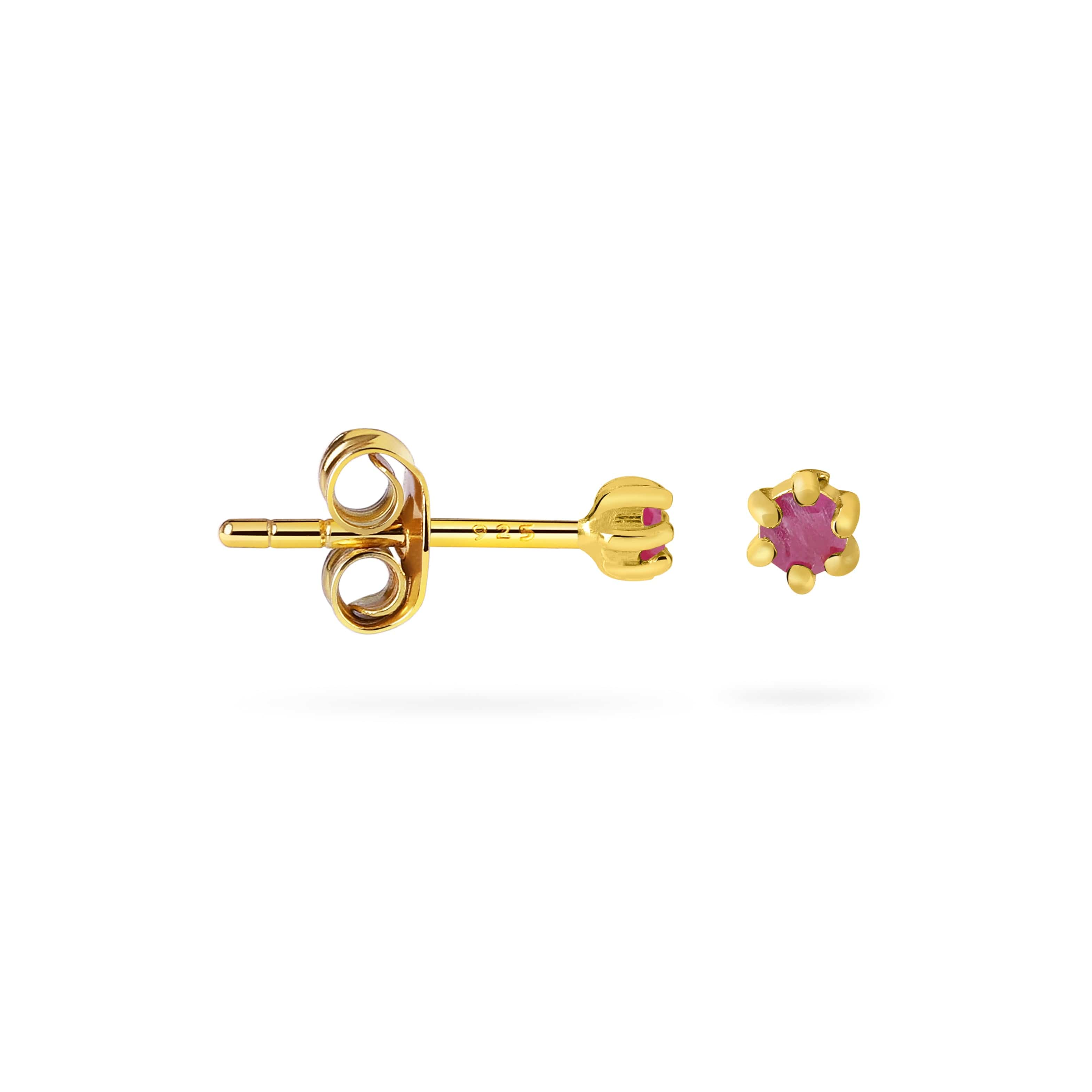 Ruby Stud Earrings Gold Plated