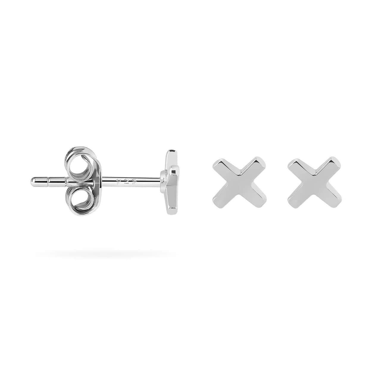 side view Three Crosses Amsterdam Ear Studs 925 Silver