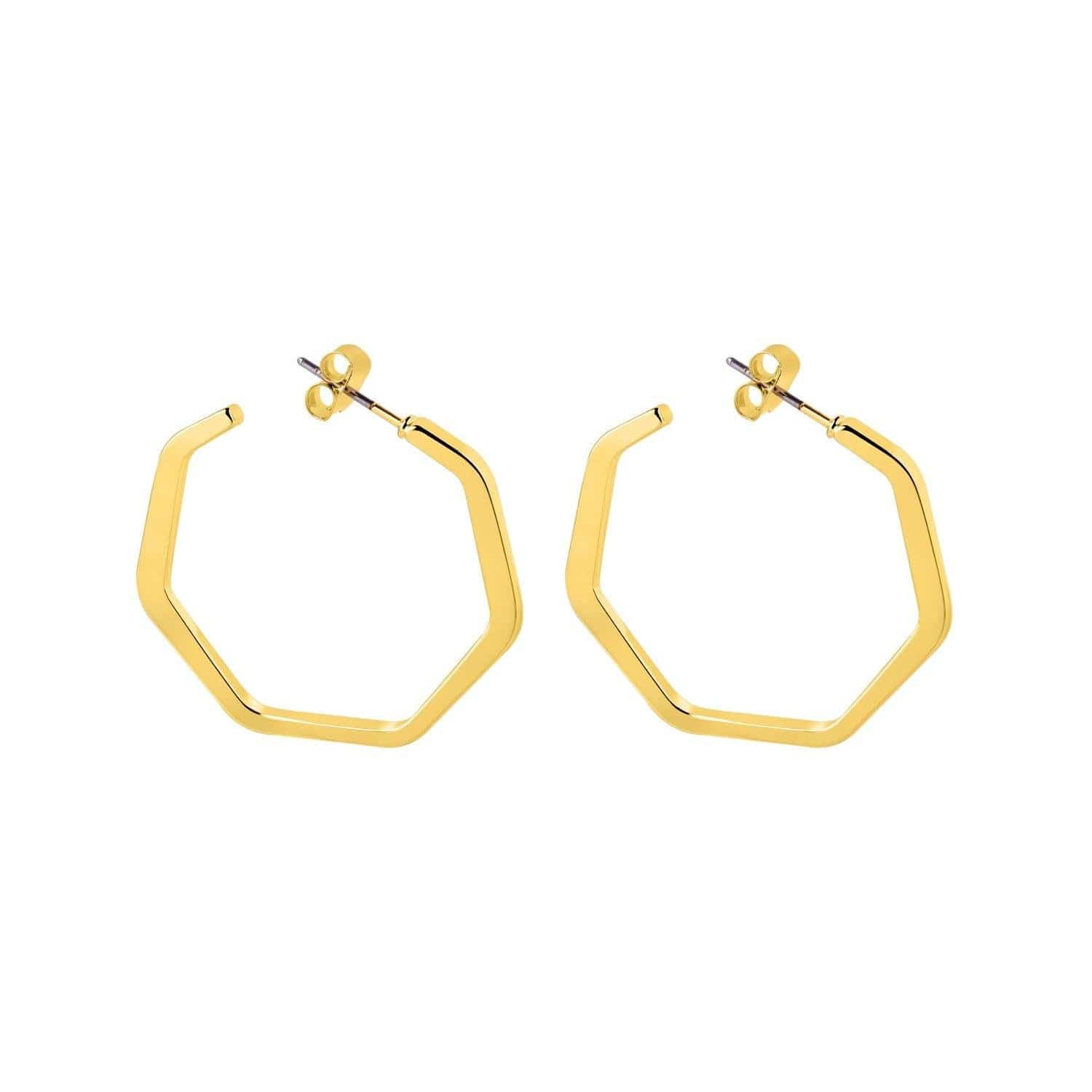 gold plated brass hexagon earring
