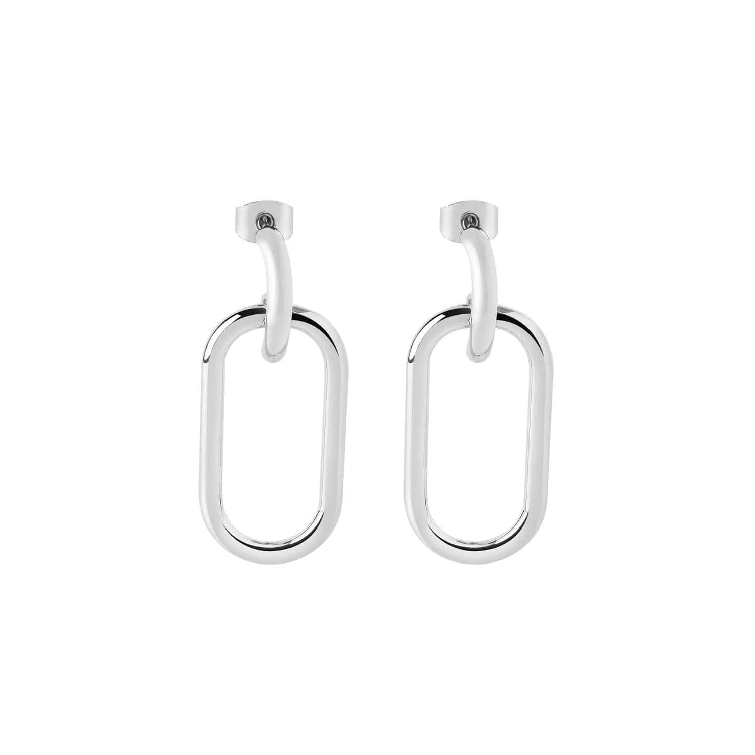 silver plated brass oval earrings