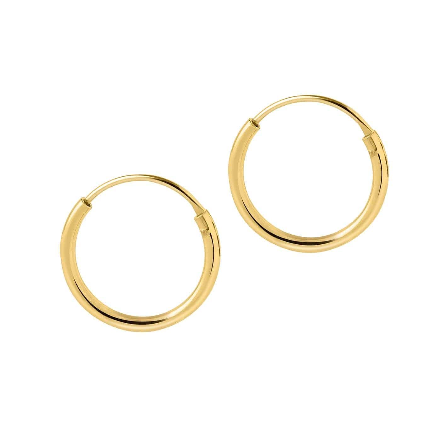 Gold Plated Hoop Earrings 12 MM - Juulry.com