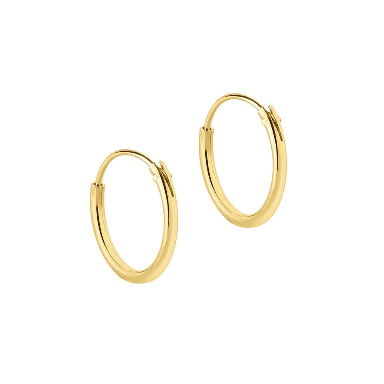 Gold Plated Hoop Earrings 12 MM - Juulry.com