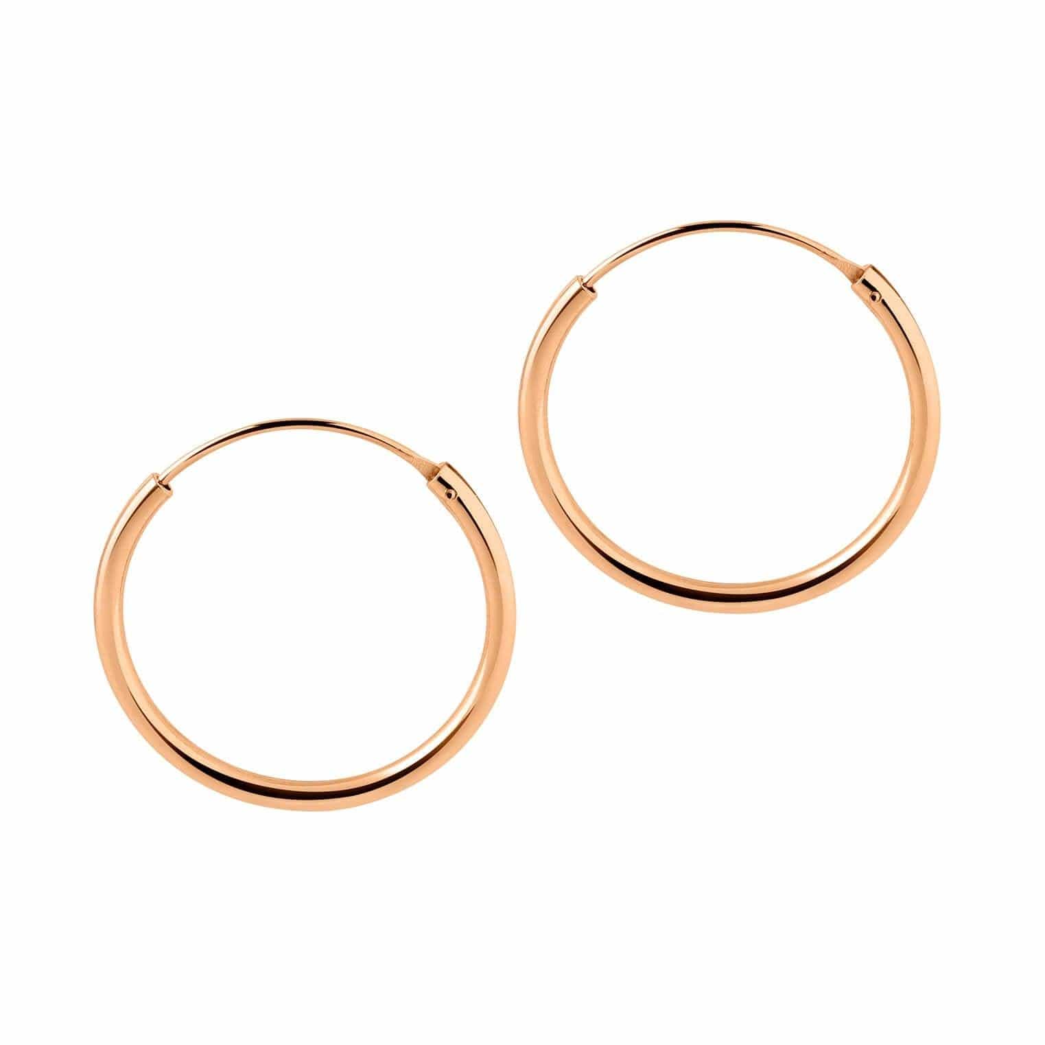 Rose Gold Plated Hoop Earrings 20 MM 1,5MM - Juulry.com