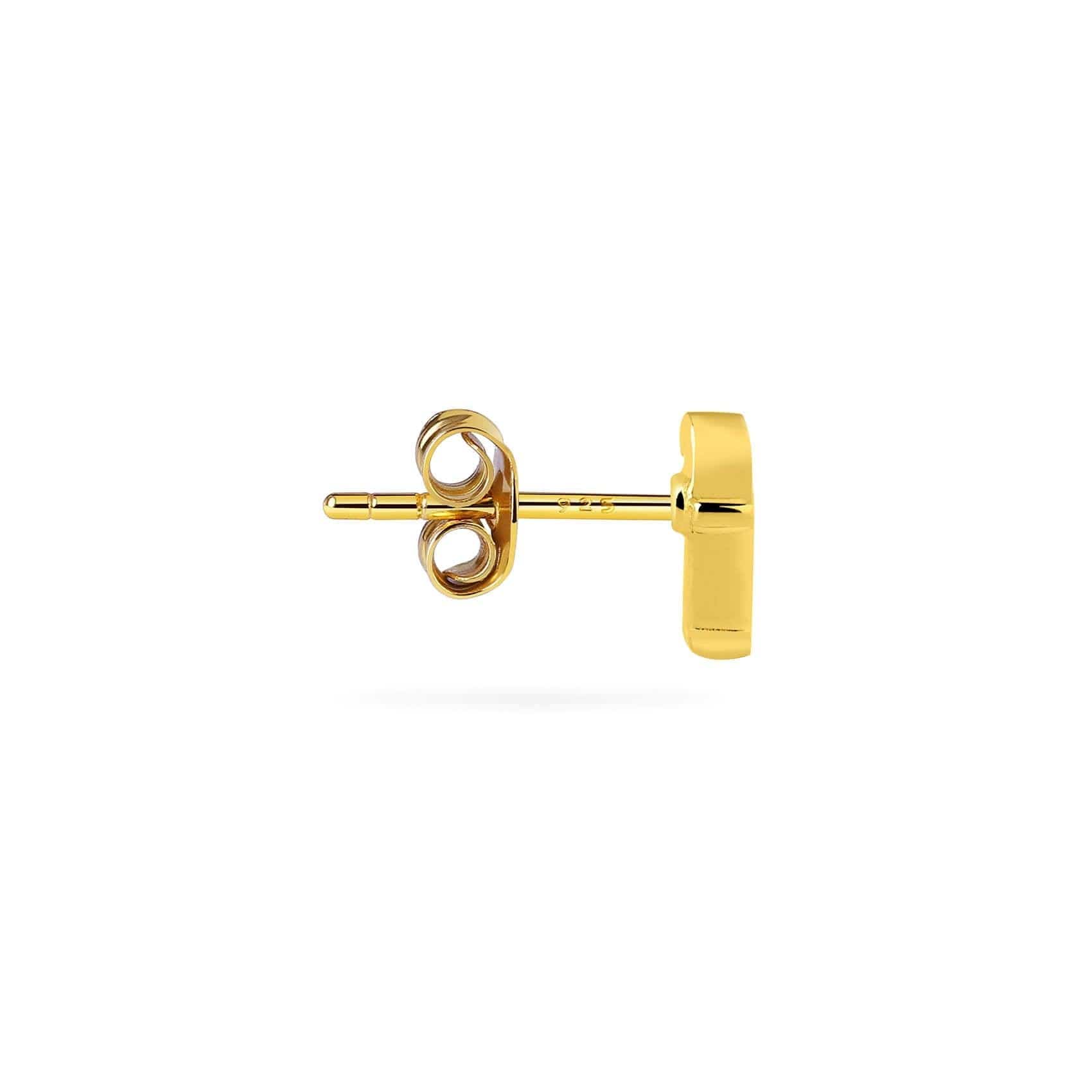 Gold Plated Stud Earring Letter F